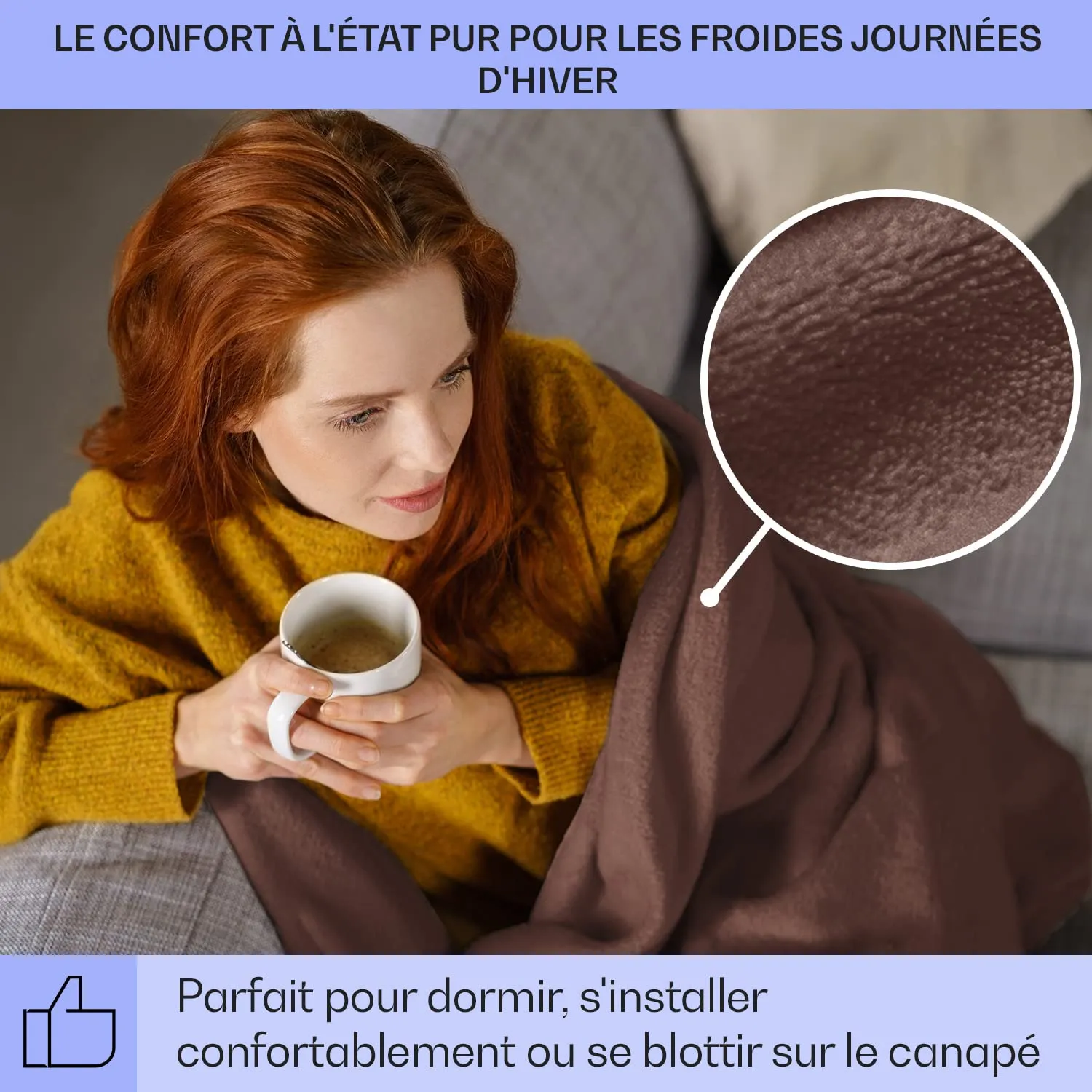 Klarstein couverture chauffante 2 places 180x130cm marron