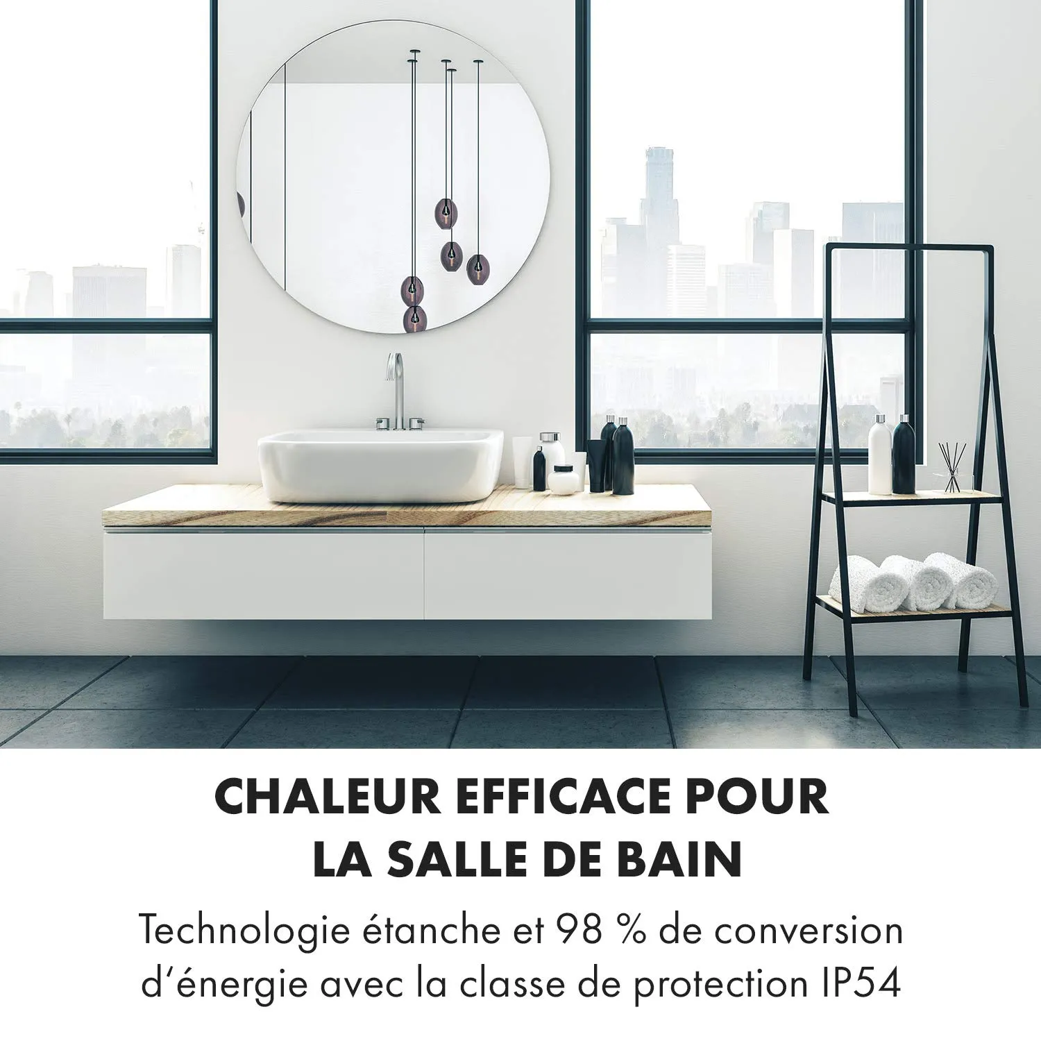 Klarstein Marvel Mirror radiateur miroir 300 W argent 85cm