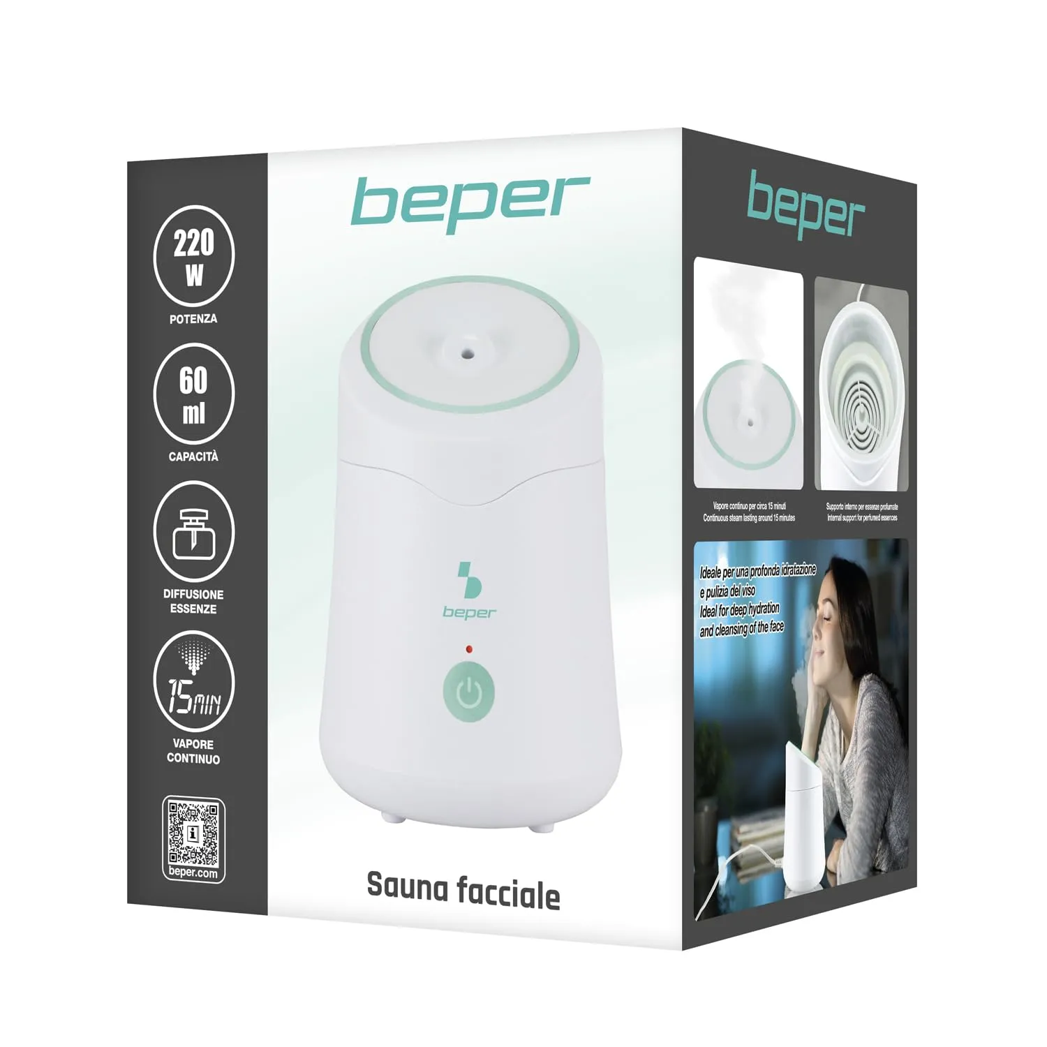 Beper Hidra P302VIS010 sauna facial 60 ml vapeur aromatique
