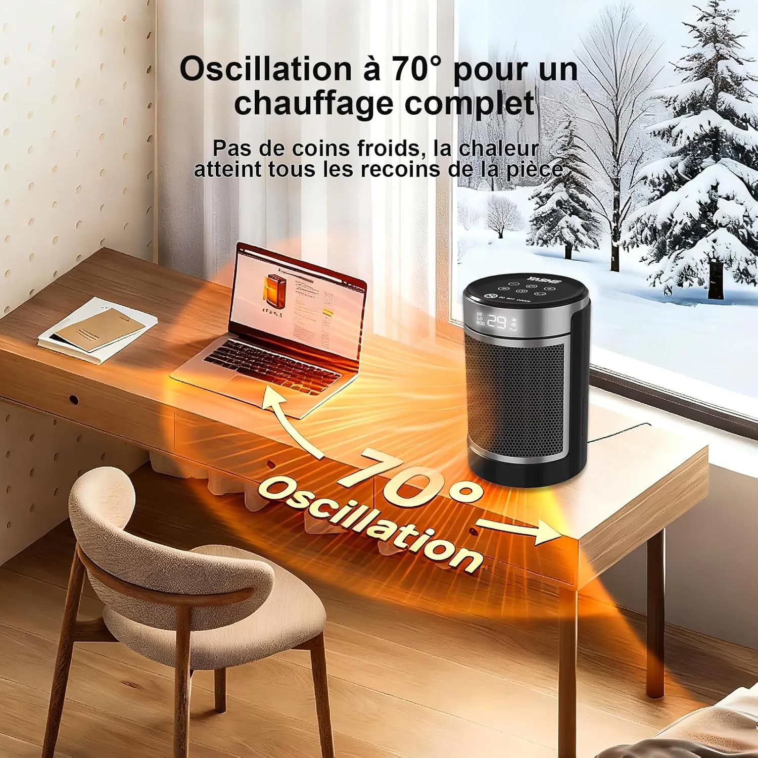 YASHE Radiateur Soufflant Céramique 1500W Télécommande