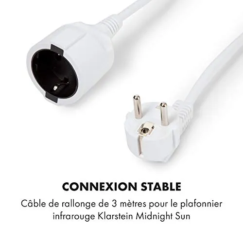 Klarstein Midnight Sun câble rallonge 3 mètres blanc