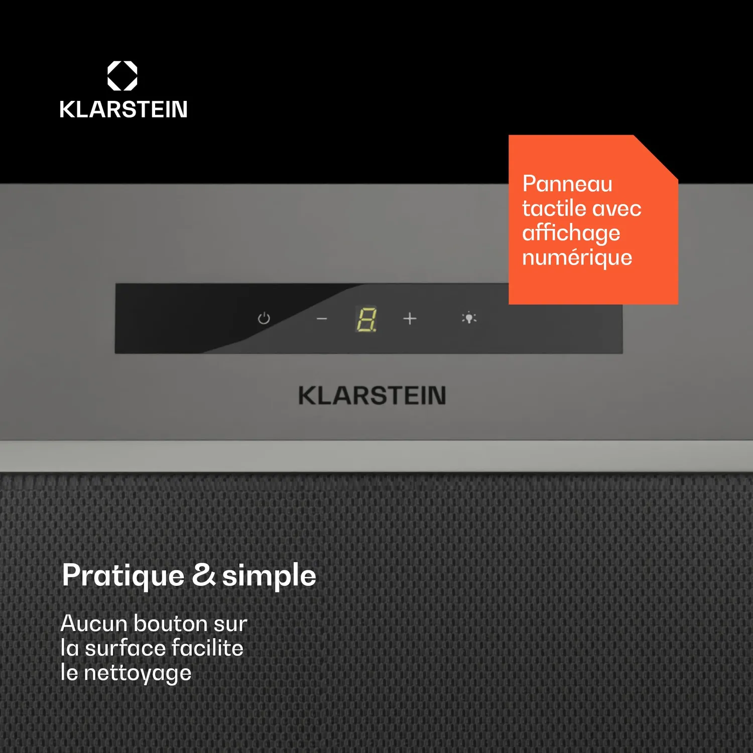 Klarstein hotte encastrable 52 cm inox 439 m³/h tactile