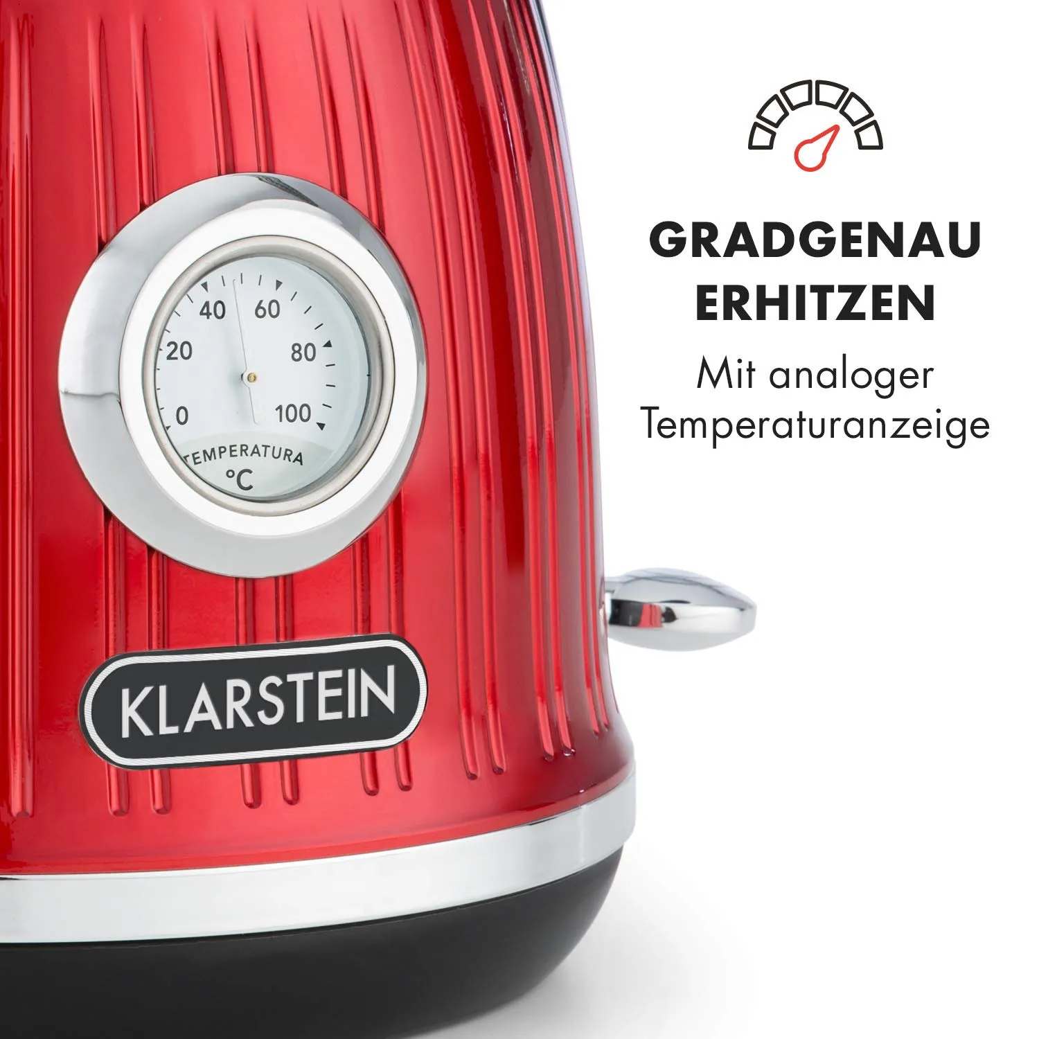 Klarstein Cancan bouilloire électrique 1,6 L rouge rétro