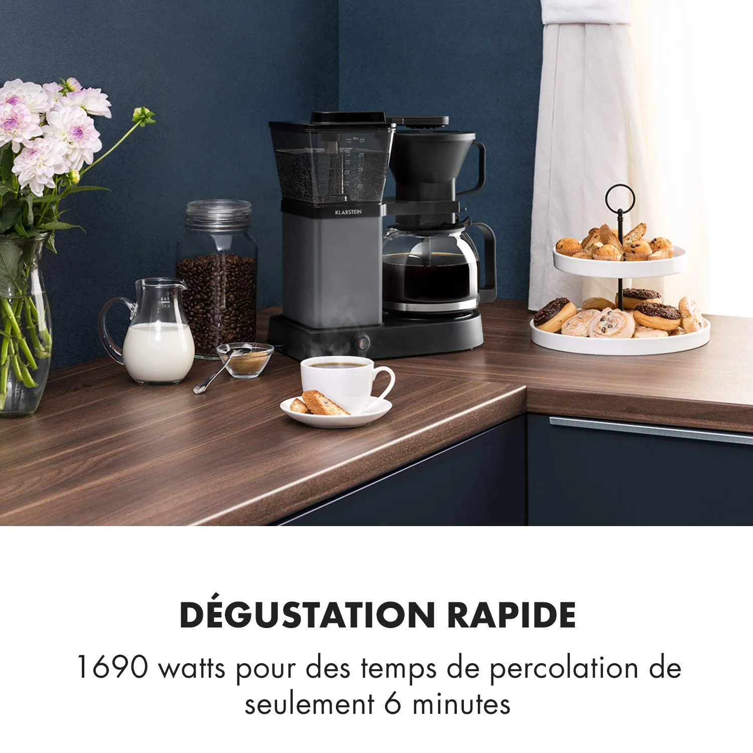 Klarstein GrandeGusto cafetière filtre 1,3 L 10 tasses noire