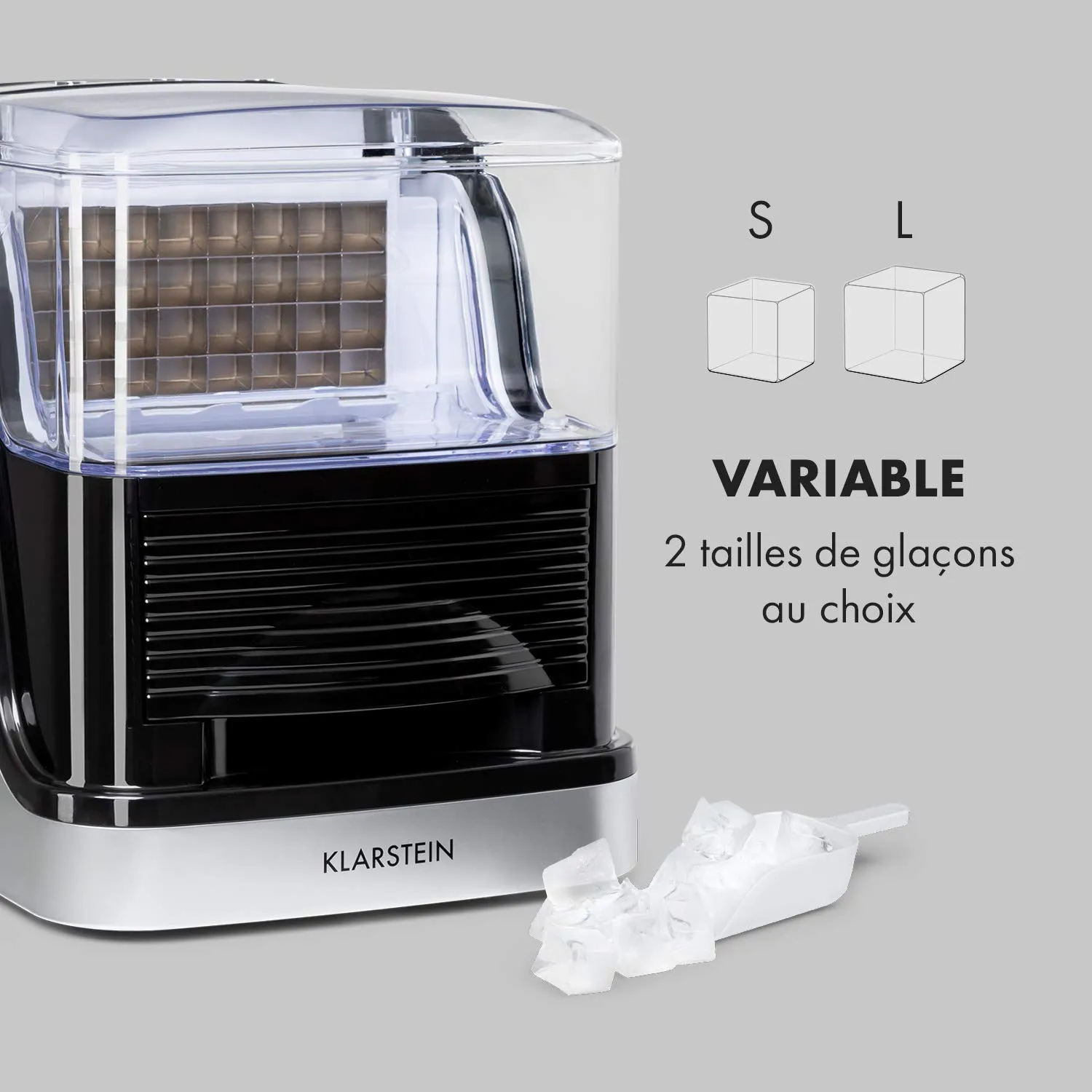 Klarstein Kristall Machine à Glaçons Inox 2,5L
