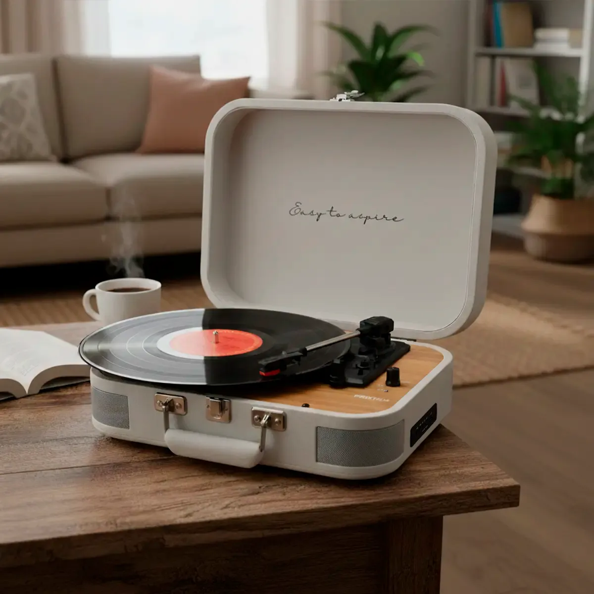 Prixton VC600 platine vinyle crème avec enceintes