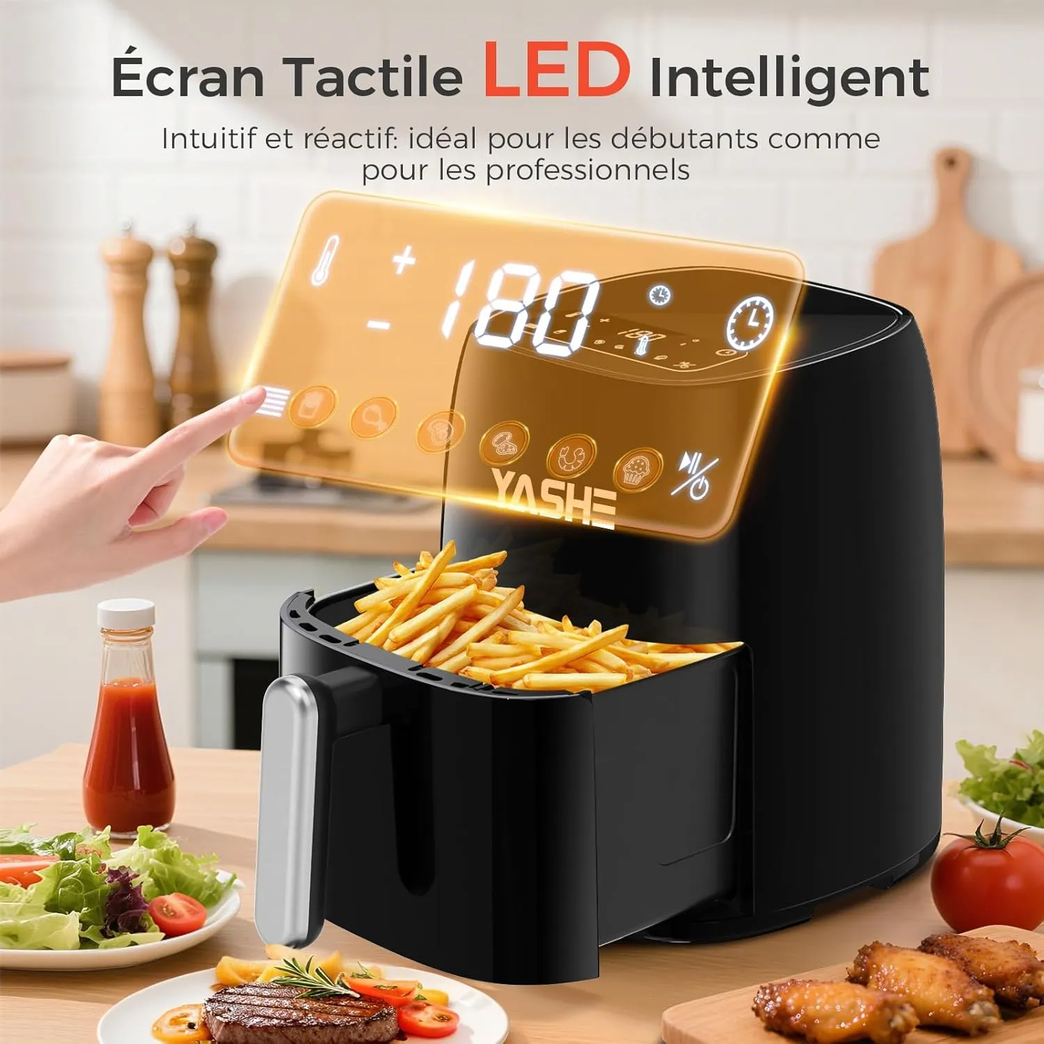 YASHE Air Fryer 4,2 L friteuse sans huile 6 programmes