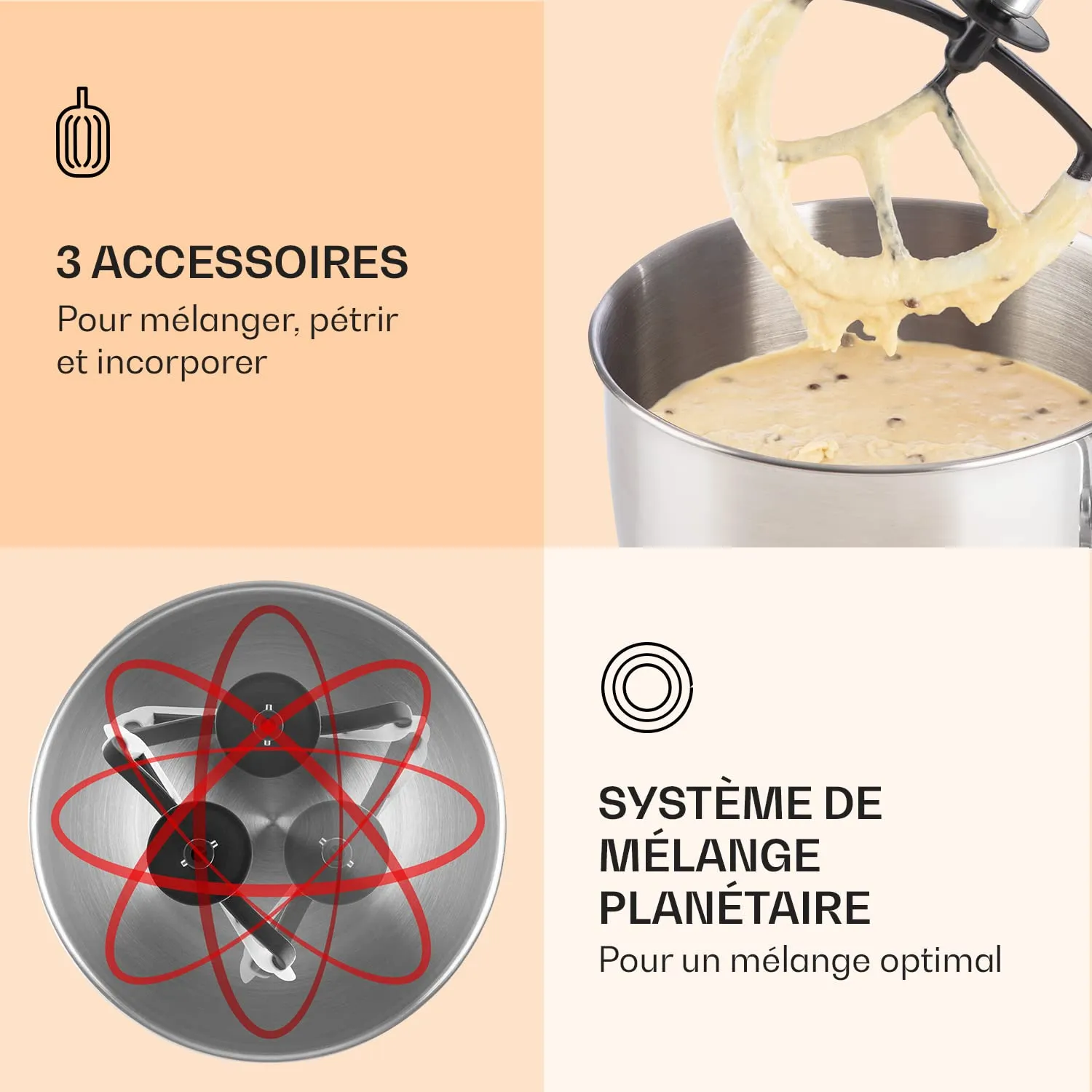 Klarstein Bella Elegance robot pâtissier 5L blanc crème