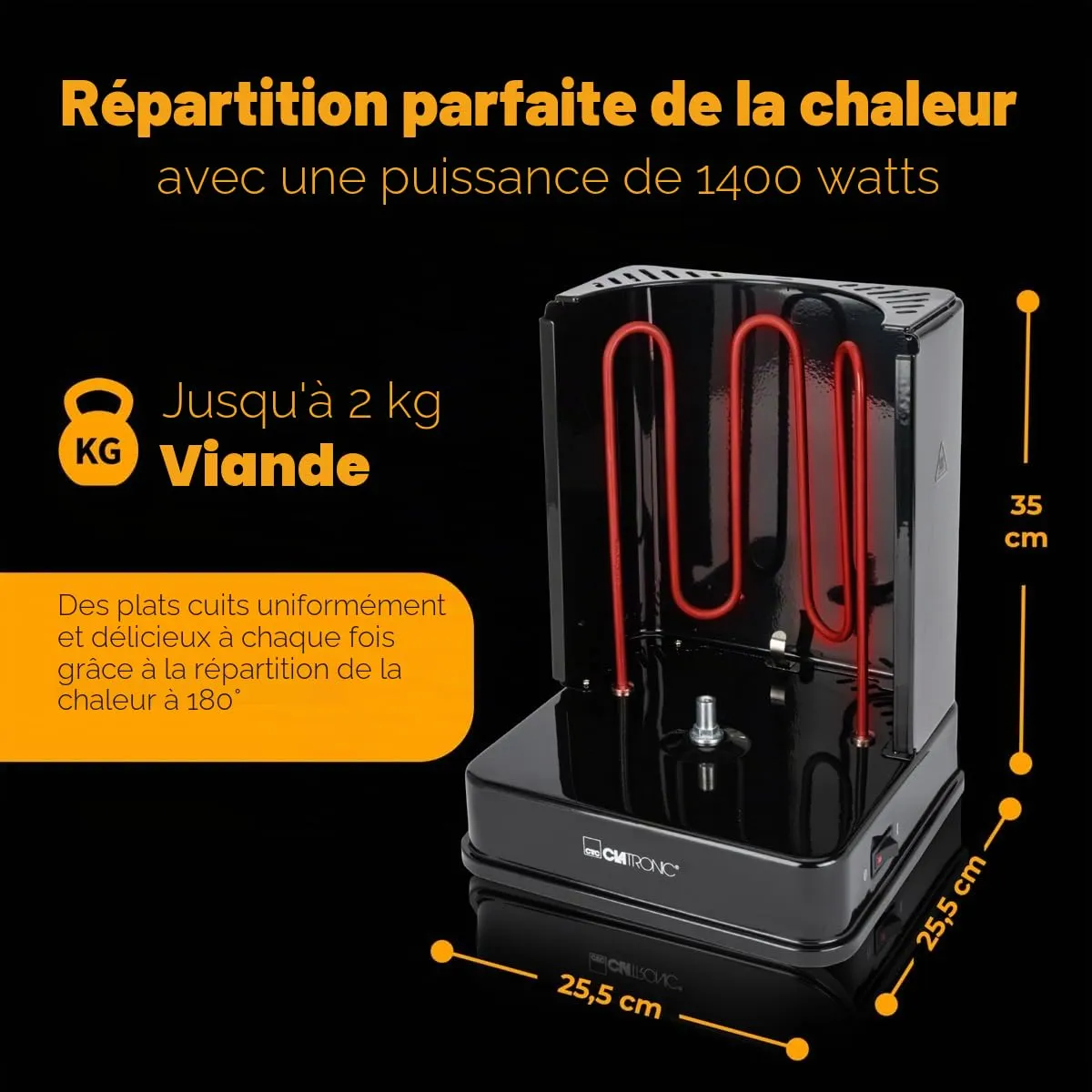 Clatronic DVG 3686 grill vertical kebab 1400 W