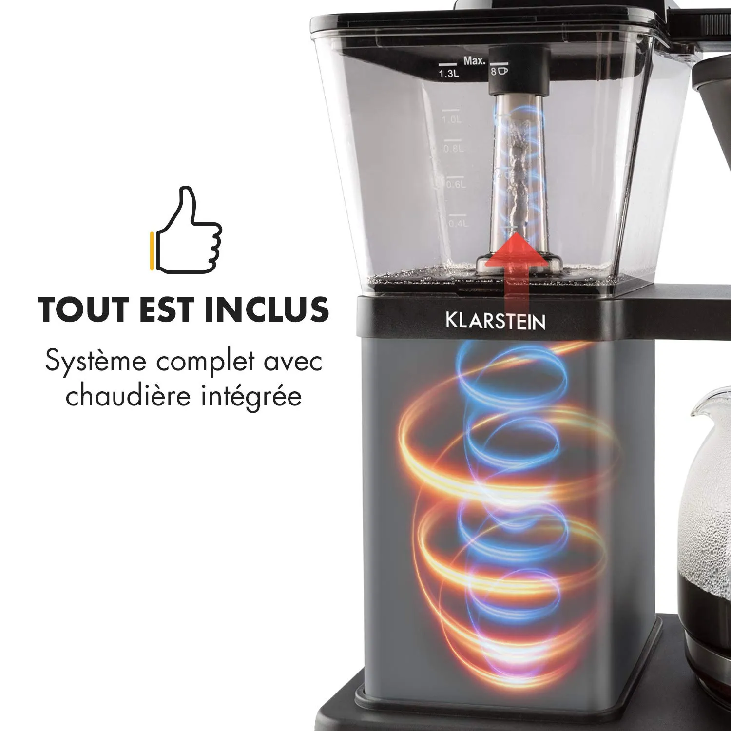 Klarstein GrandeGusto cafetière filtre 1,3 L 10 tasses noire