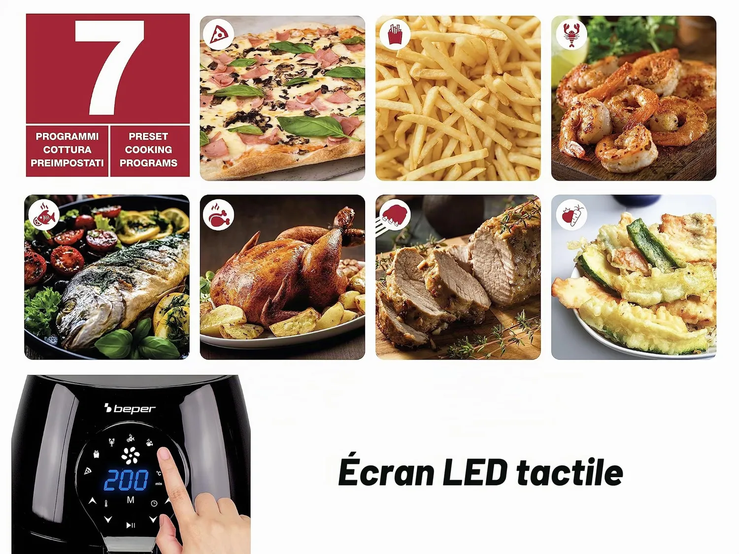 Beper P101FRI050 friteuse sans huile noire 5 L tactile