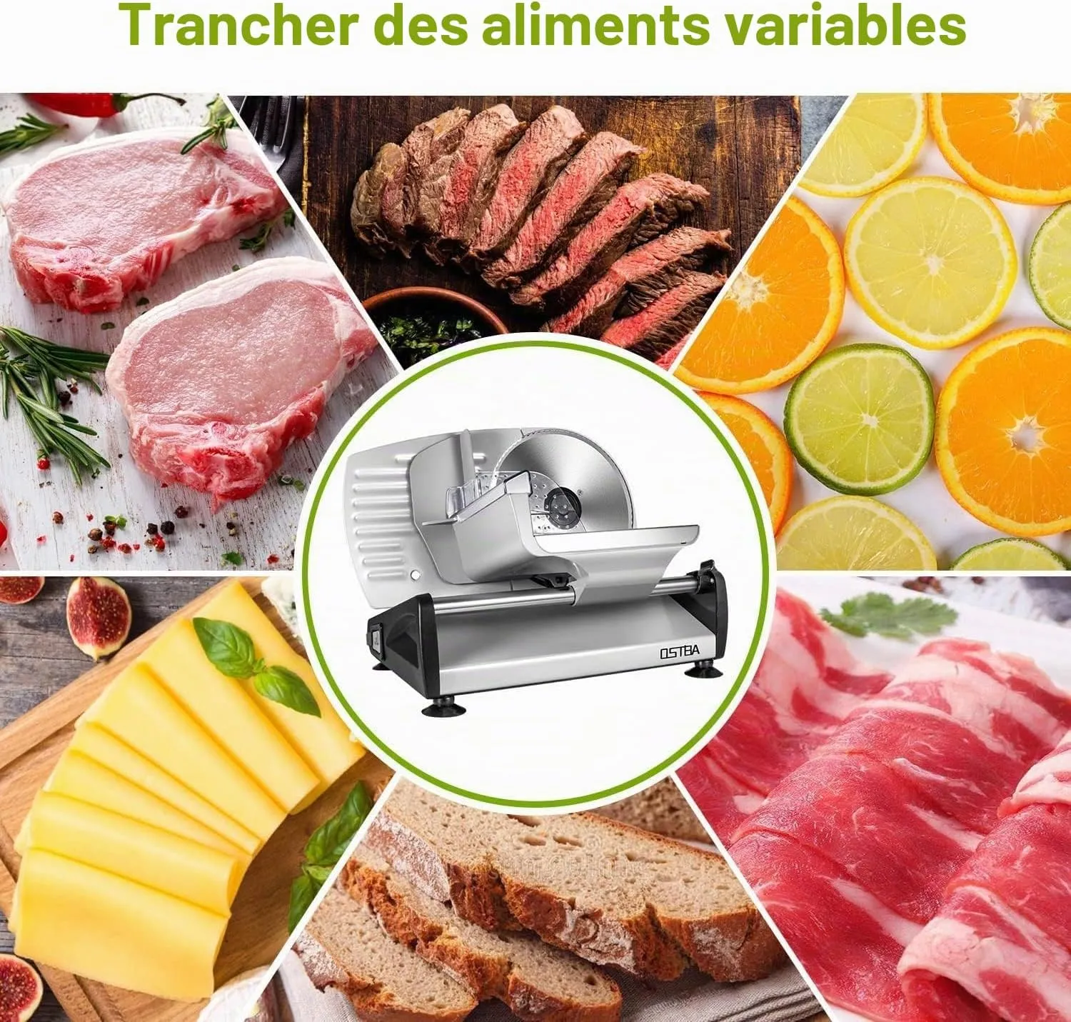 YASHE trancheuse électrique 19 cm 150 W sécurité enfants