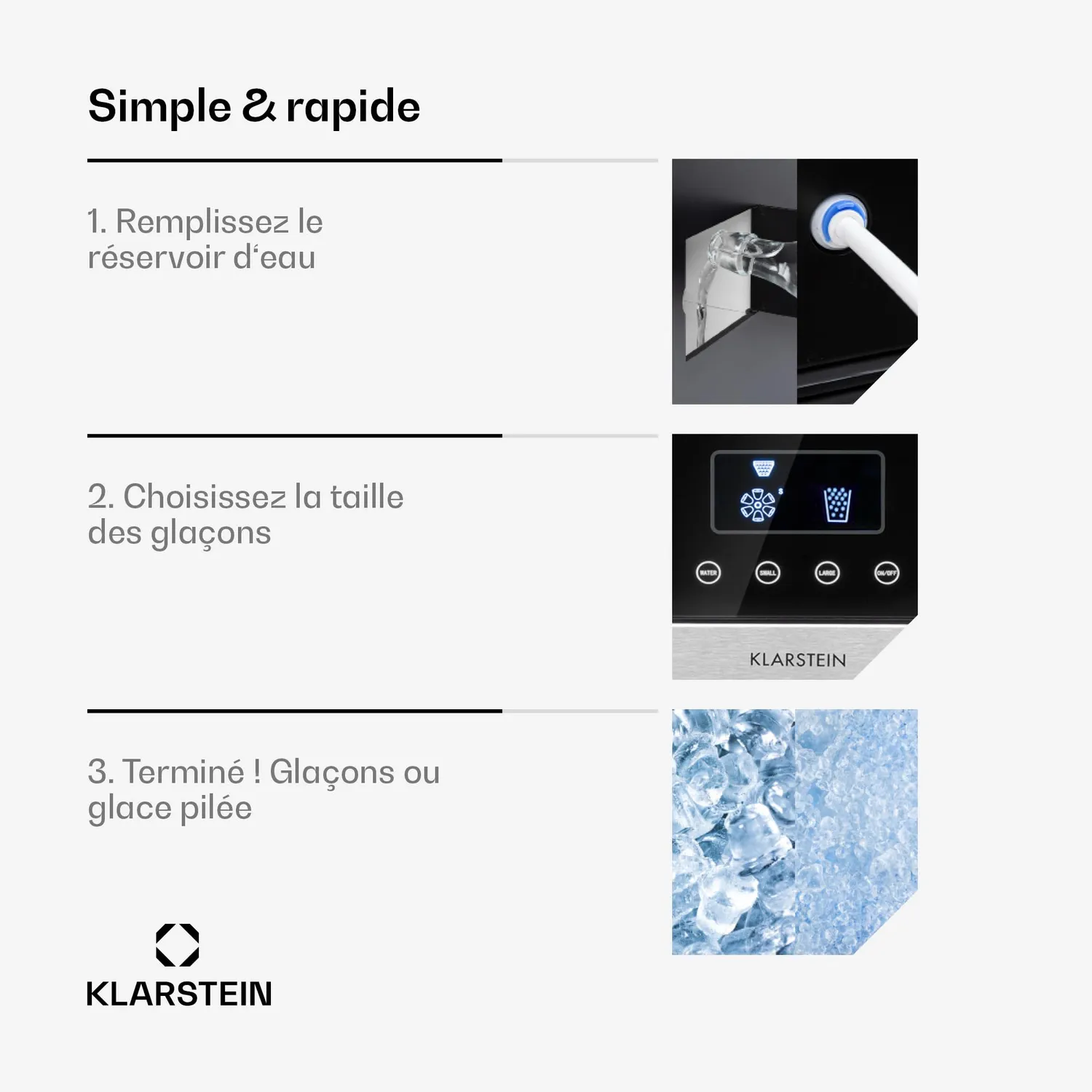 Klarstein Eiszeit Crush machine à glaçons inox 1,8L 15kg
