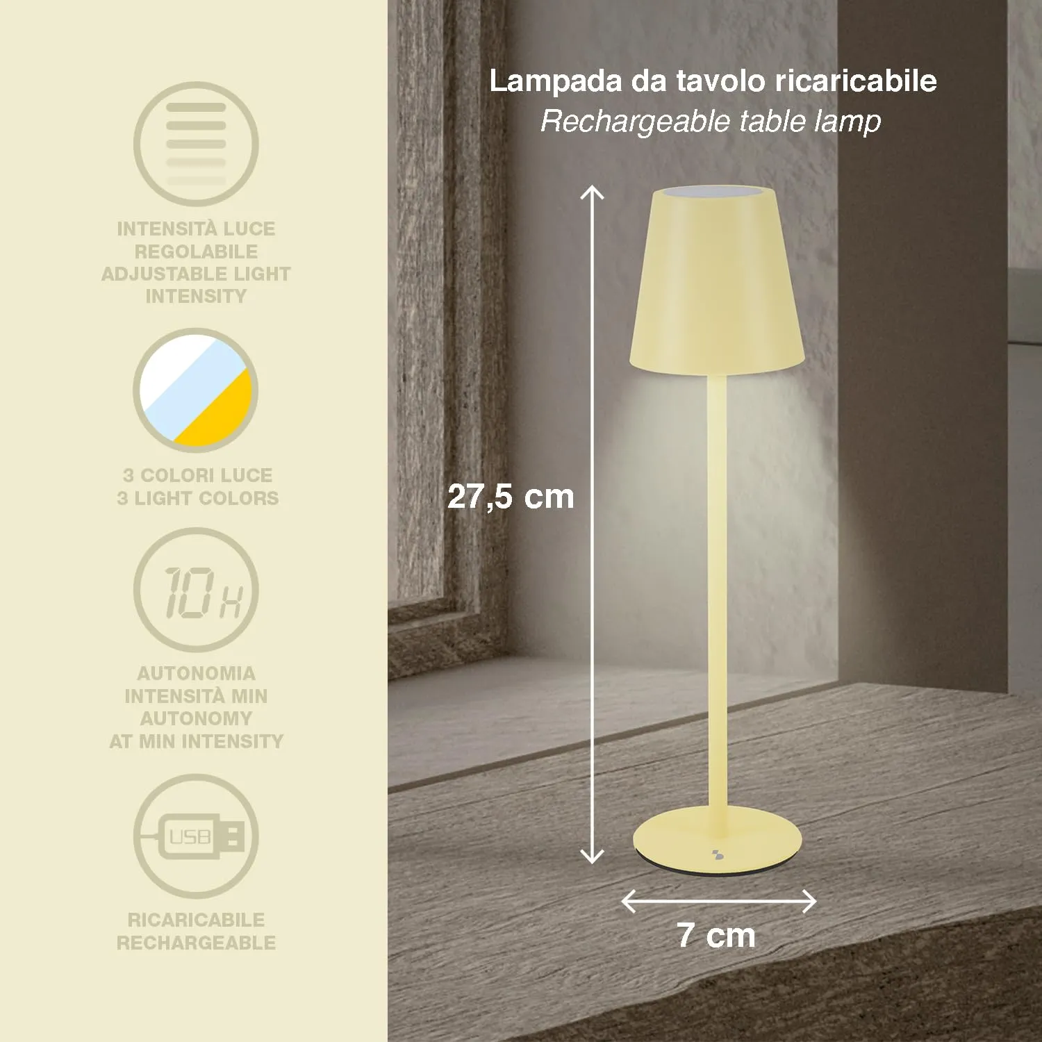 Beper P207ILI207 lampe table rechargeable LED USB