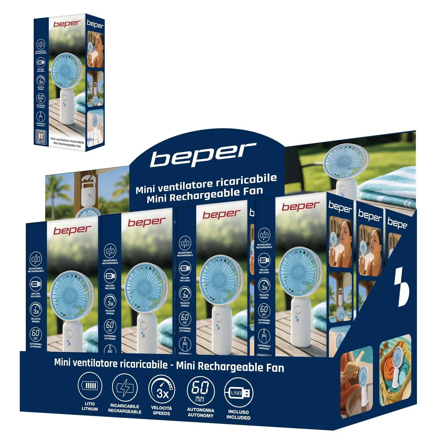 Beper P206VEN402 mini ventilateur portable USB-C blanc