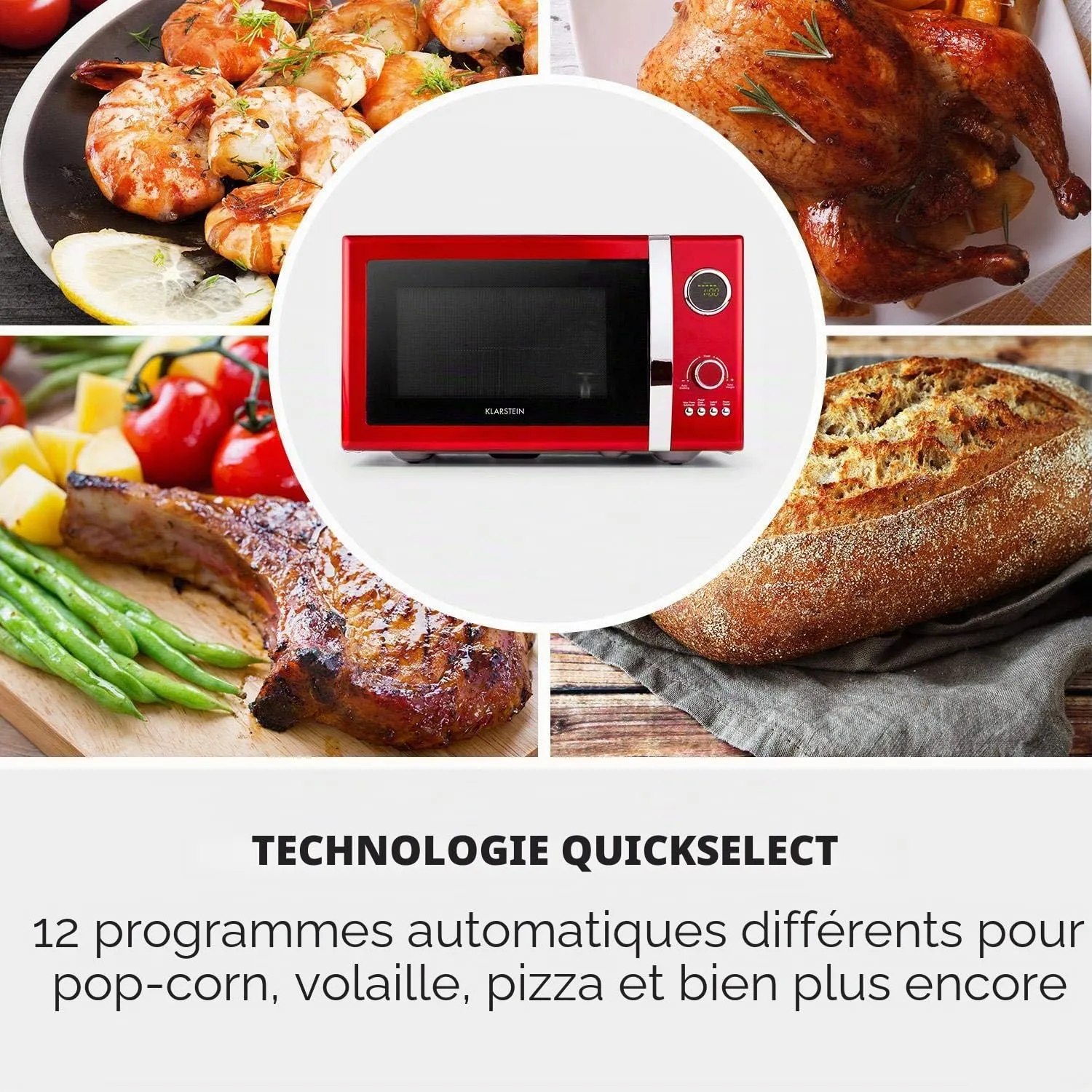Klarstein Fine Dinesty micro-ondes gril 23 L rouge
