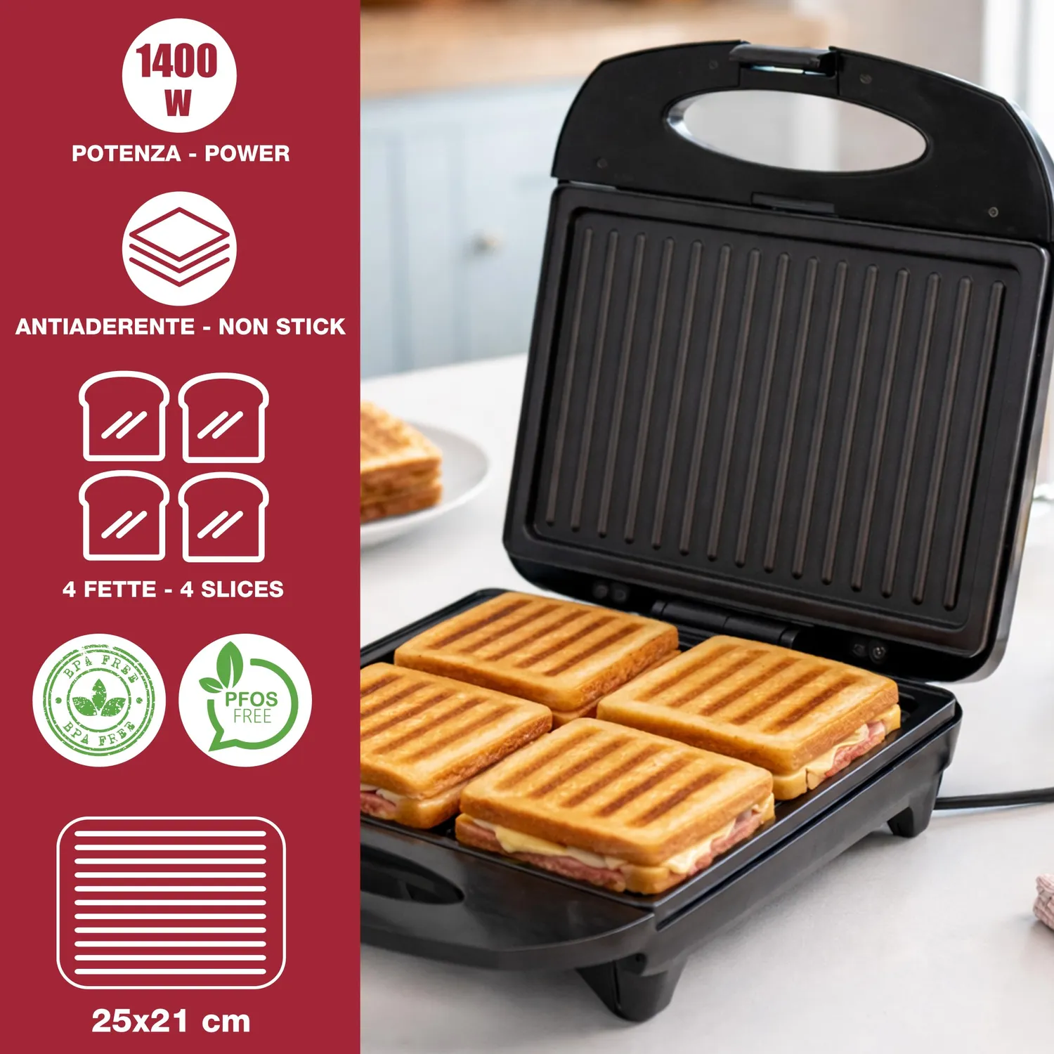 Beper P101TOS040 grille-pain 4 tranches 1400 W