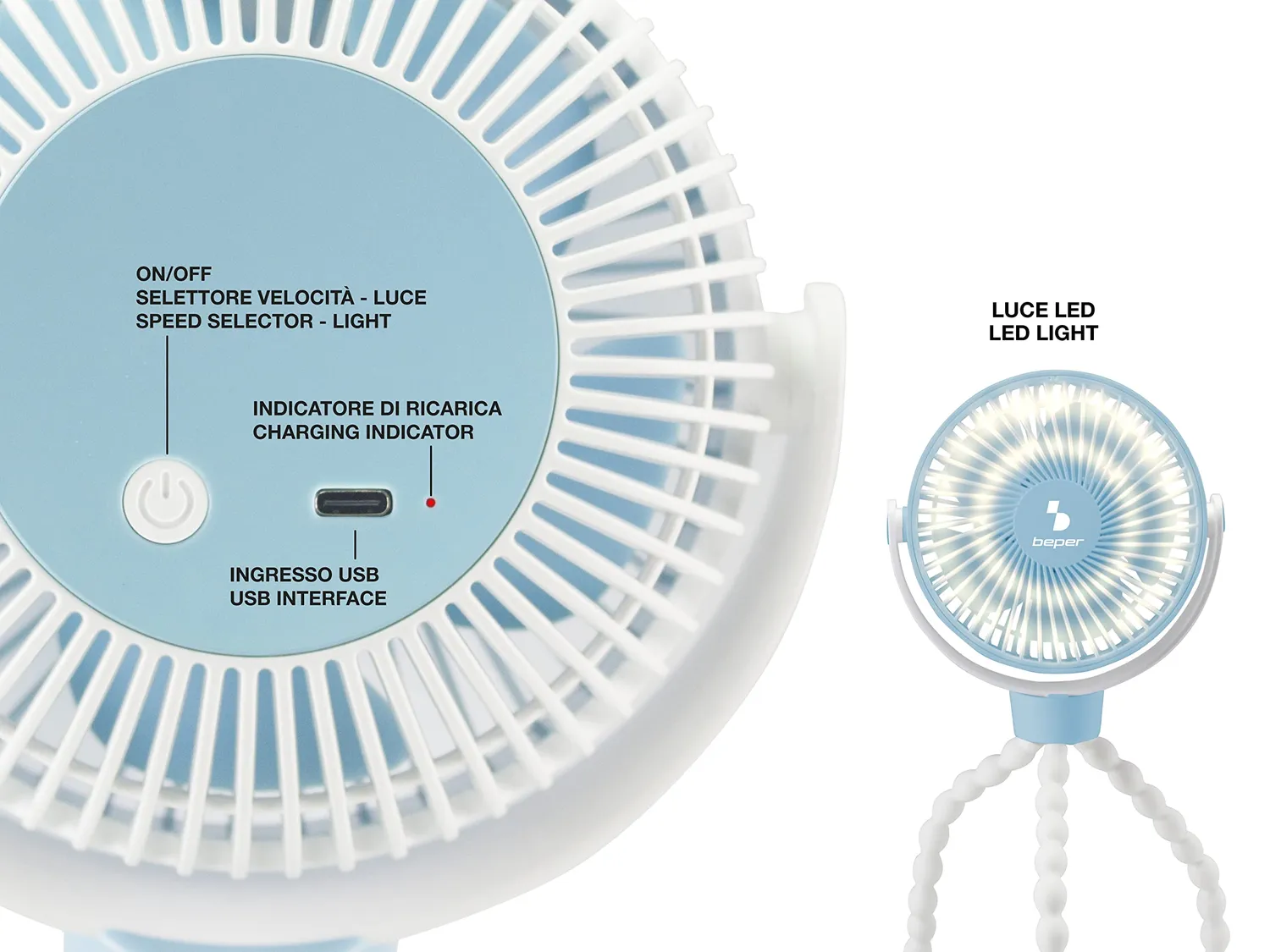 Beper P206VEN430 Ventilateur USB Flexible LED