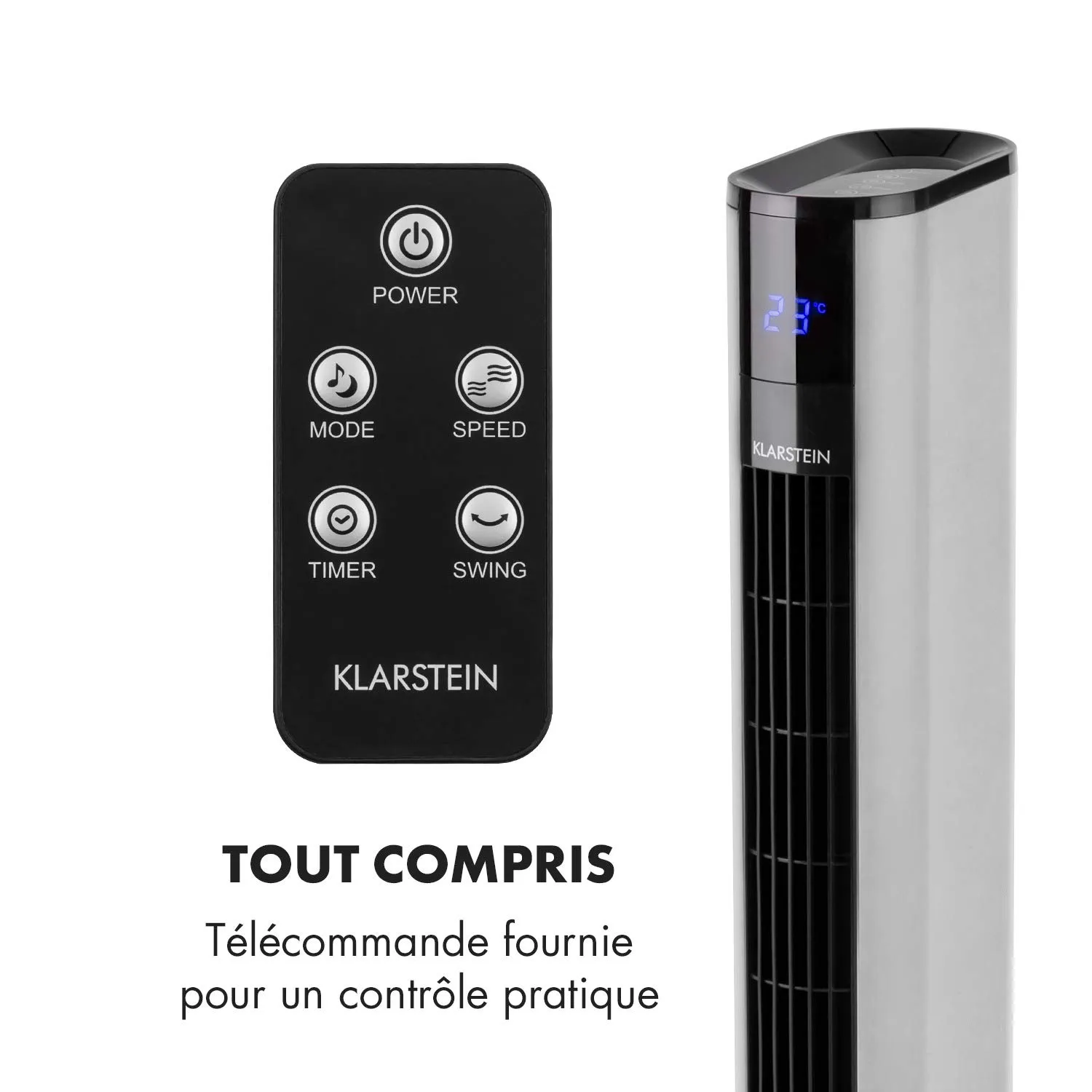 Klarstein Skyscraper 3G ventilateur tour argent 3 vitesses