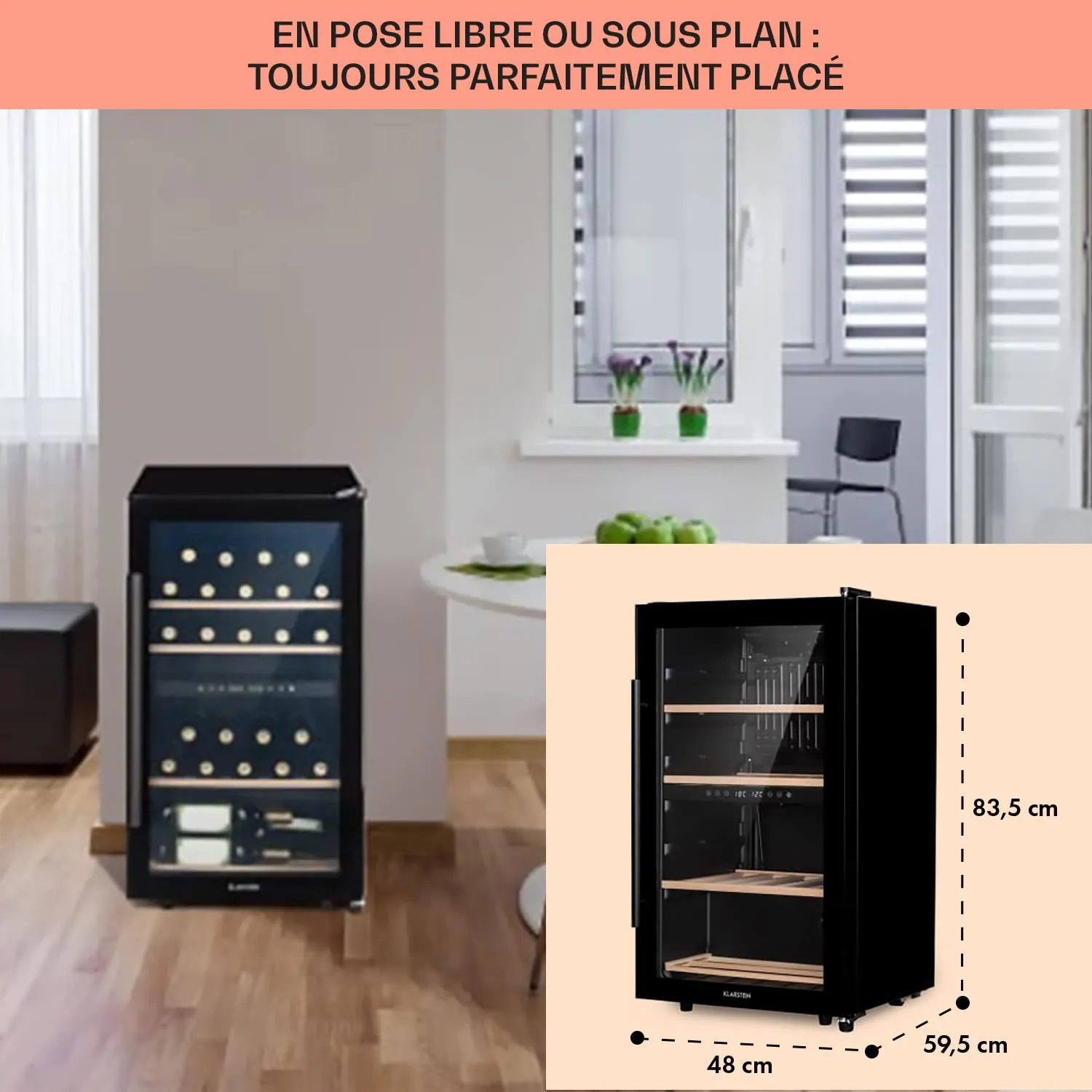 Klarstein Barossa cave à vin 34 bouteilles noir 80 L