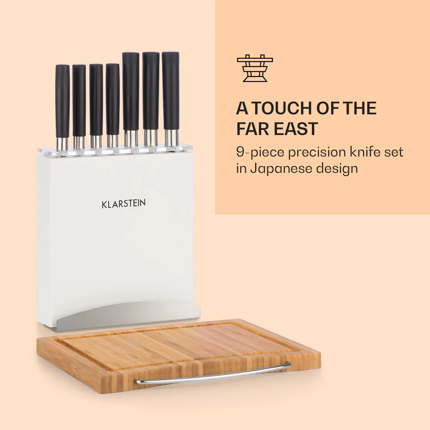 Klarstein Kitano Plus set couteaux bloc bois 7 pièces