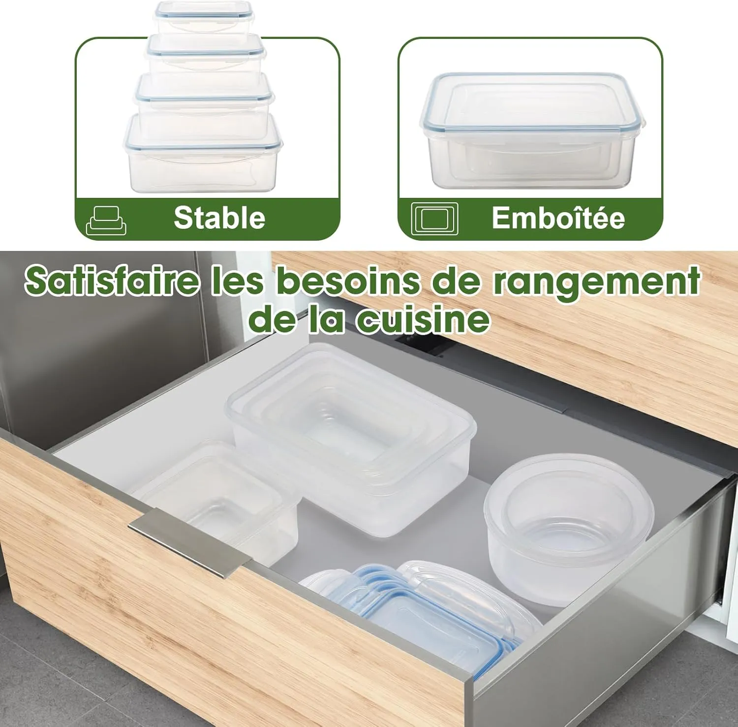 YASHE Set 16 Pièces Boîtes Alimentaires Hermétiques
