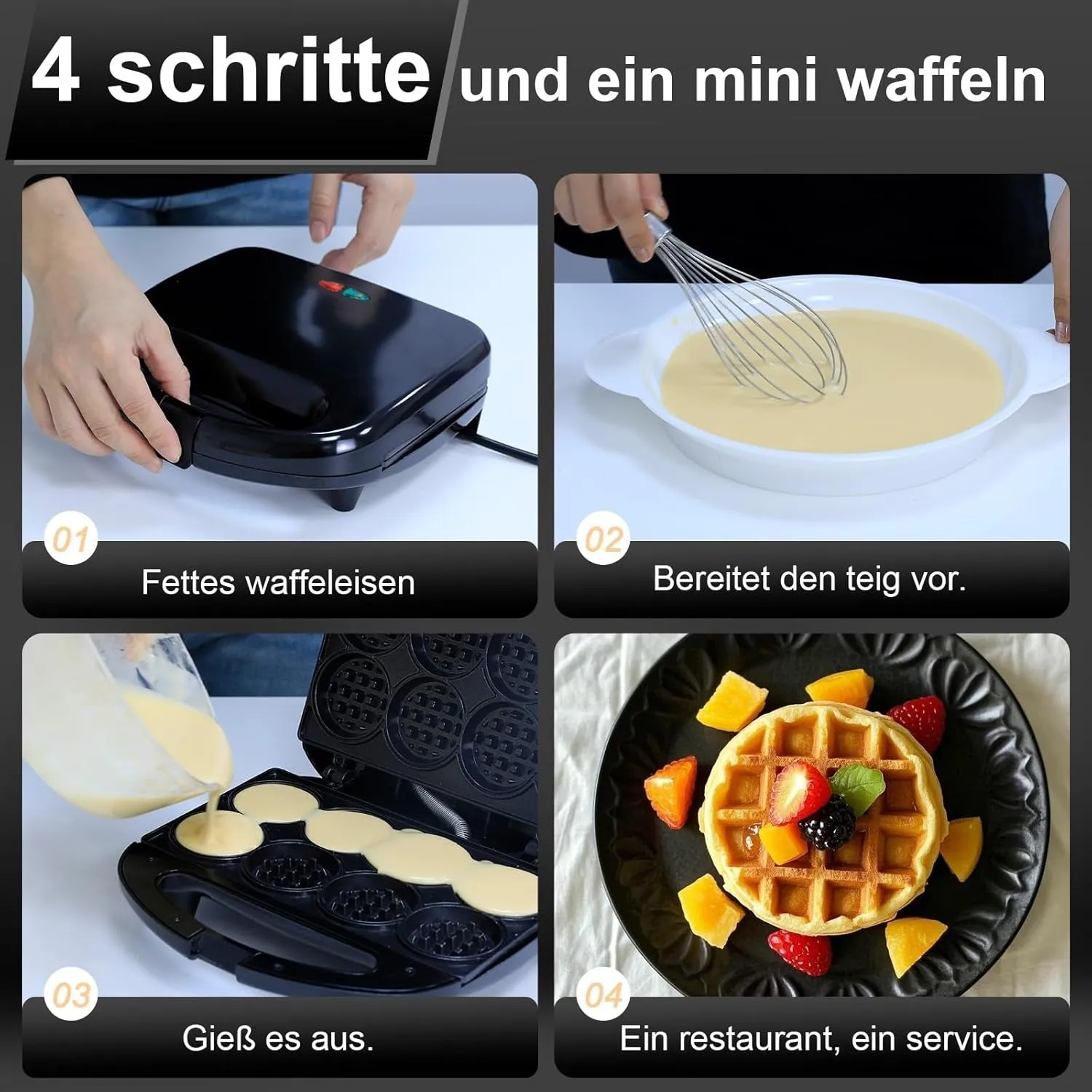 YASHE Multi Mini Gaufre 8x5cm gaufrier 8 empreintes