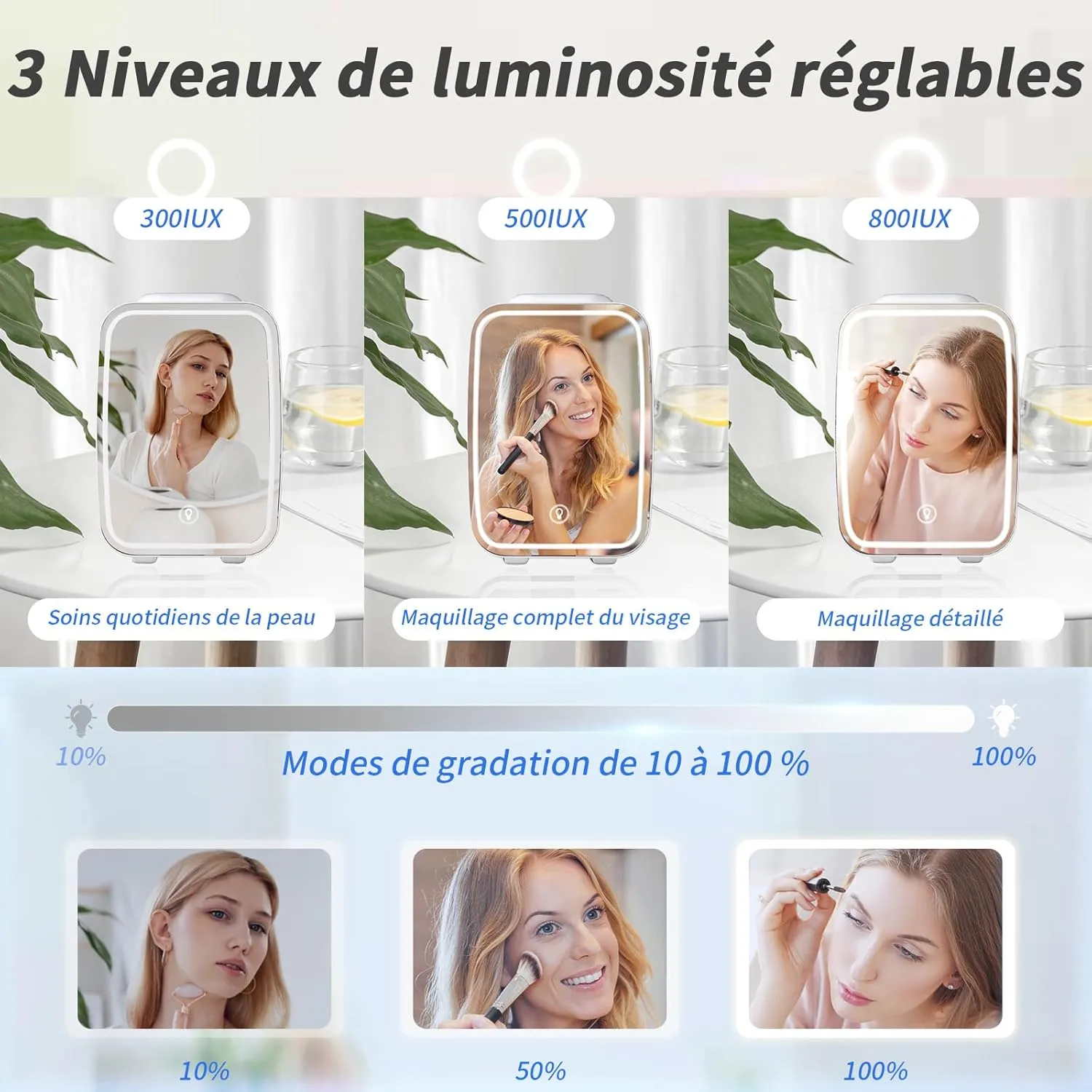 YASHE Mini Frigo 4L Bleu Miroir LED Chaud Froid