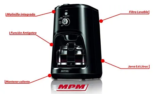 MPM MKW-04 cafetière filtre avec broyeur 0,6 L noir