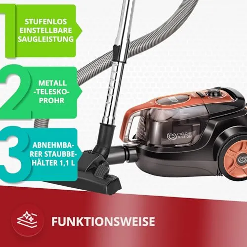 MPM MOD-25 aspirateur sans sac 1,1 L noir/orange cyclonique