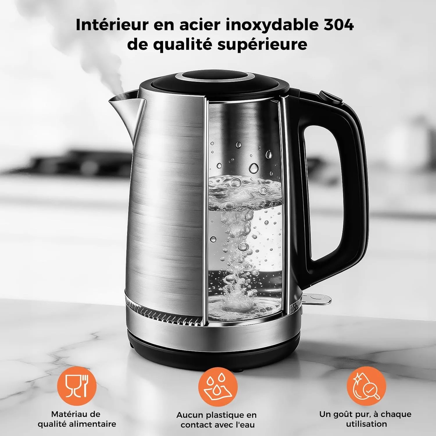 YASHE Bouilloire Électrique Inox 1,7L 2200W