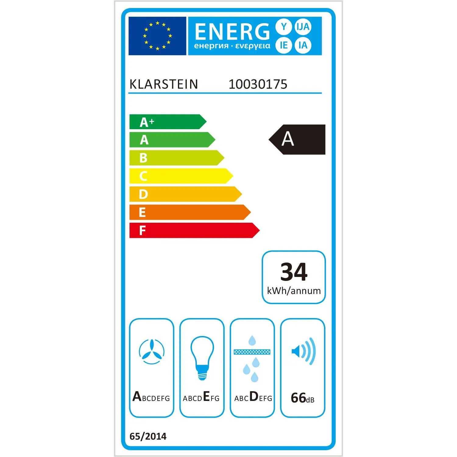 Klarstein Aurea VII hotte aspirante 60 cm blanc 620 m3/h