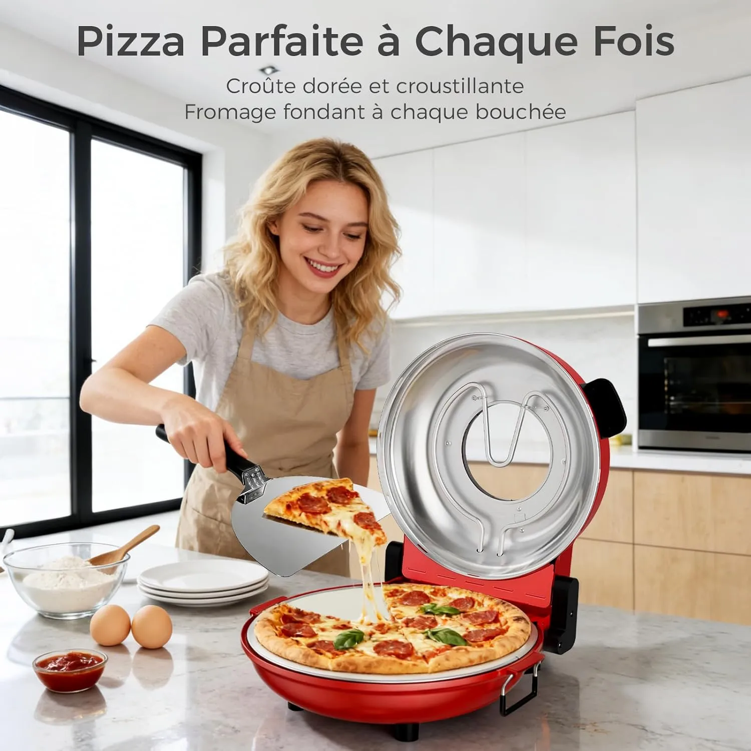 YASHE Four à Pizza Électrique Pierre Minuteur Compact