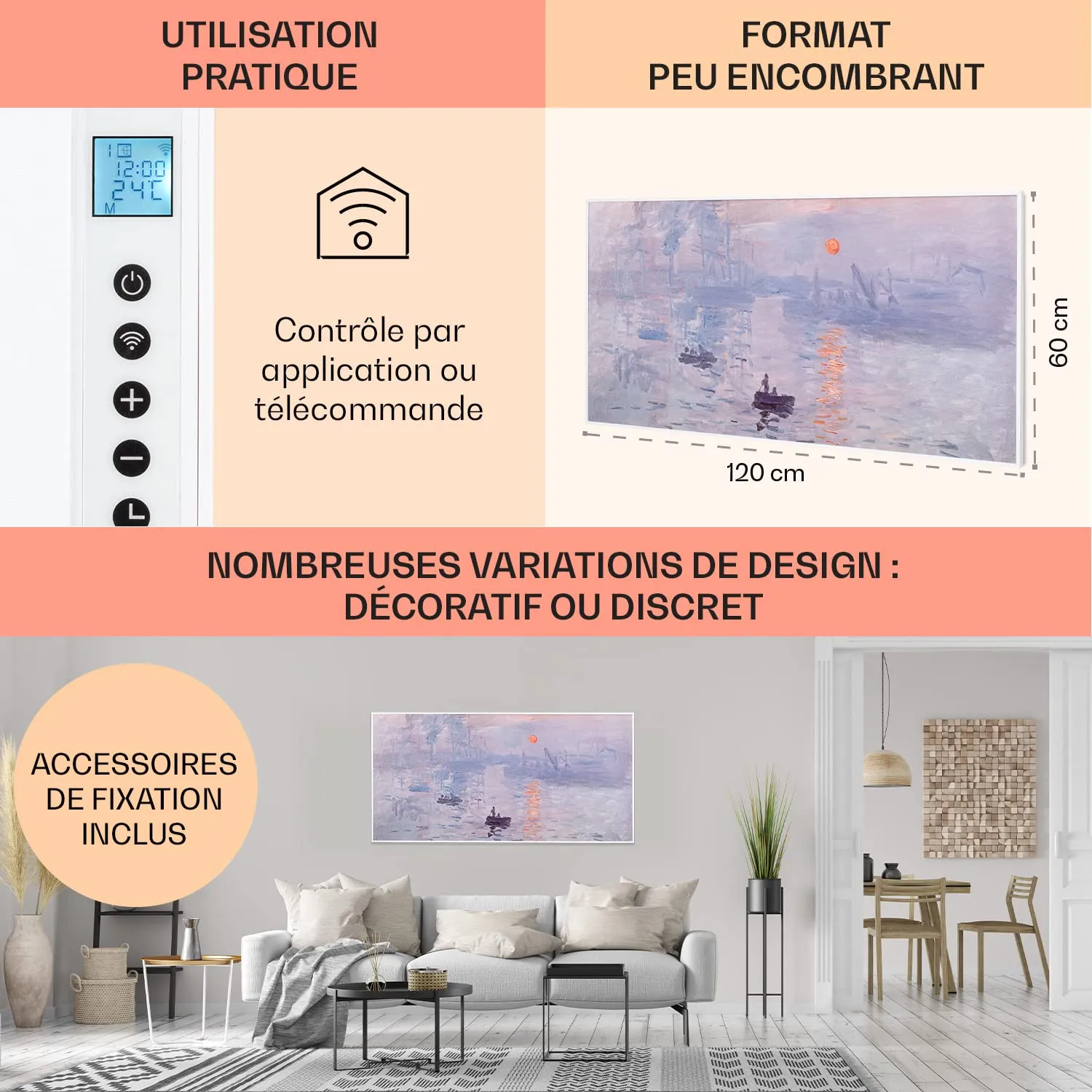 Klarstein Wonderwall radiateur infrarouge 120x60cm 700W