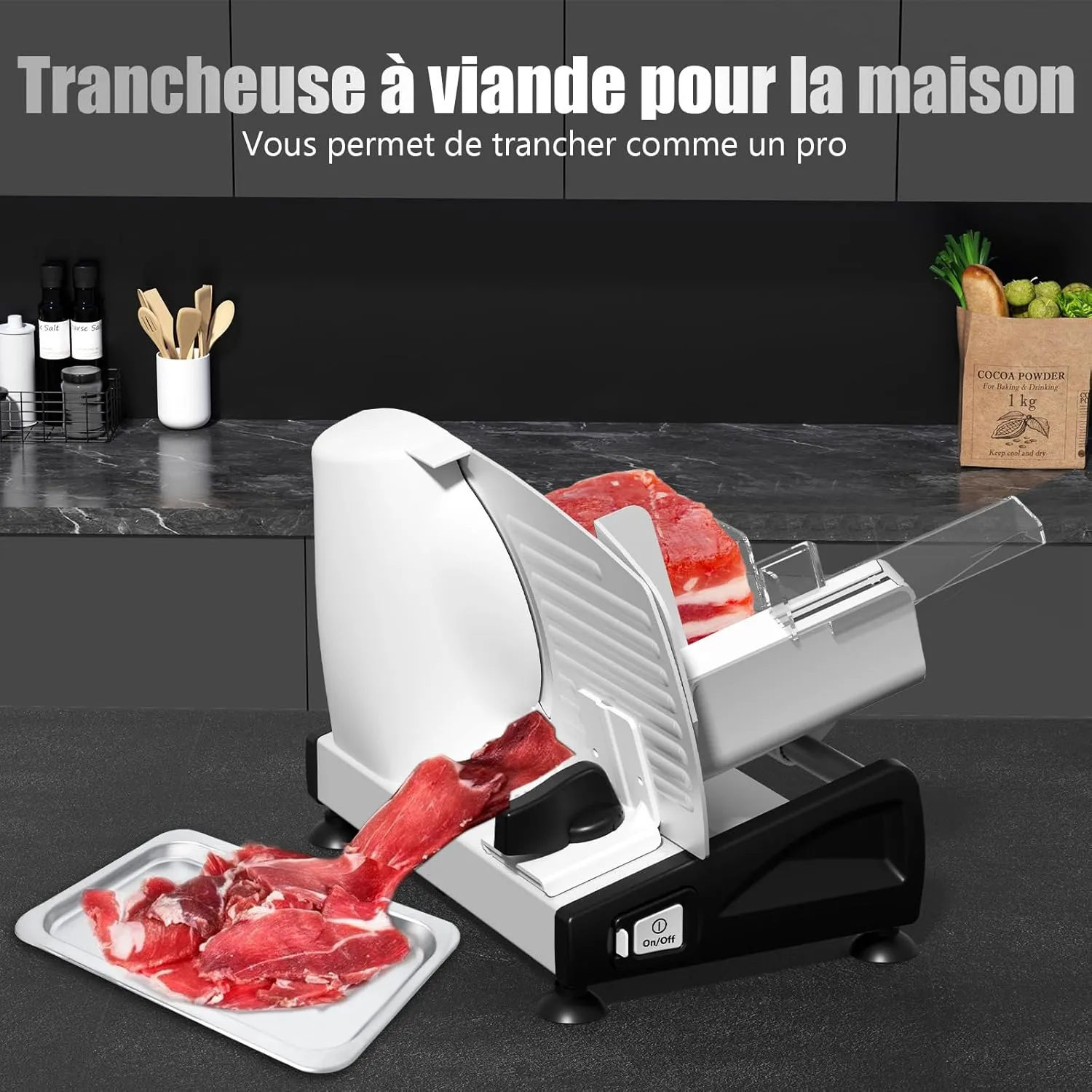YASHE Trancheuse Électrique 200W 2 Lames 0-15 mm Inox