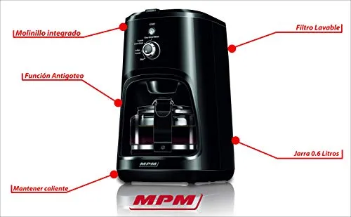 MPM MKW-04 cafetière filtre avec broyeur 0,6 L noir