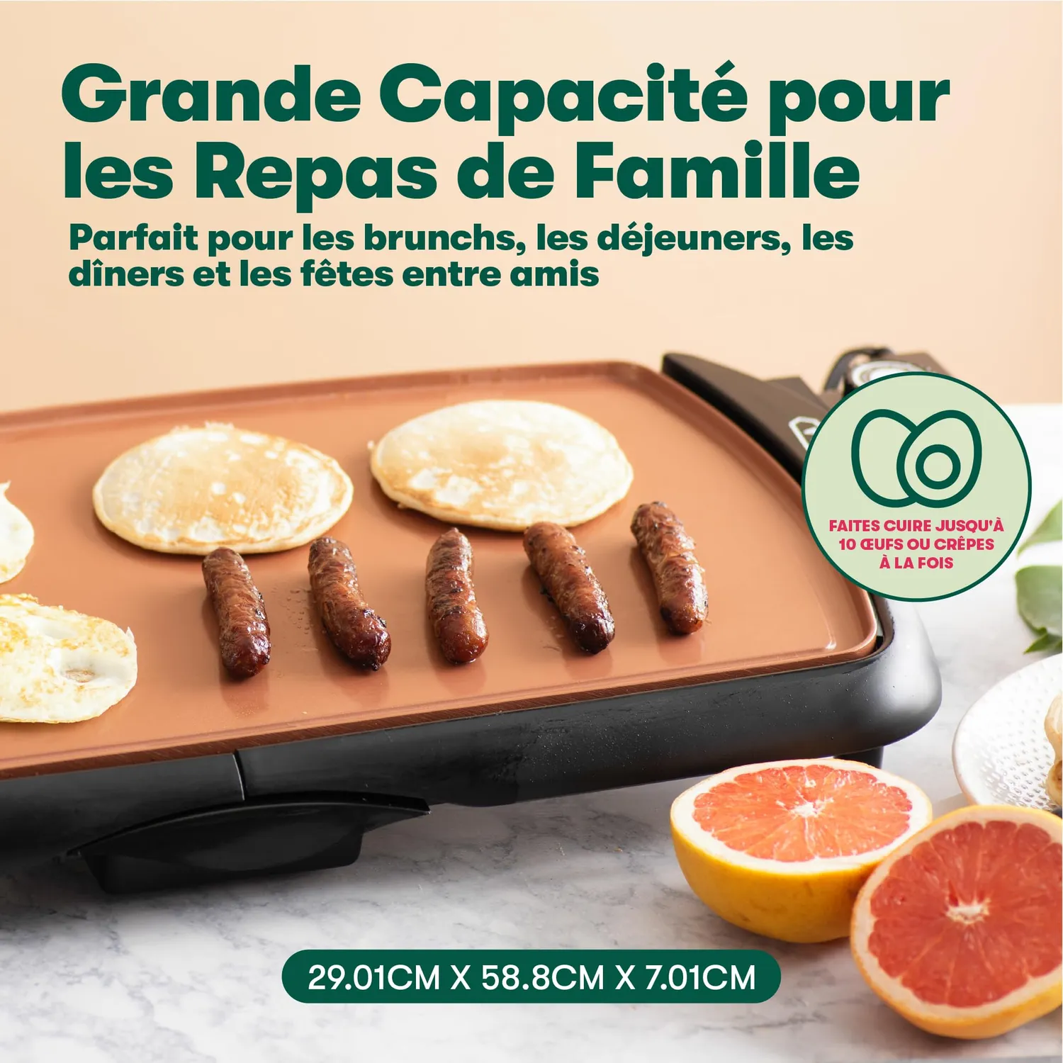 Bella plaque grill électrique Copper 26,7x50,8 cm 1500W