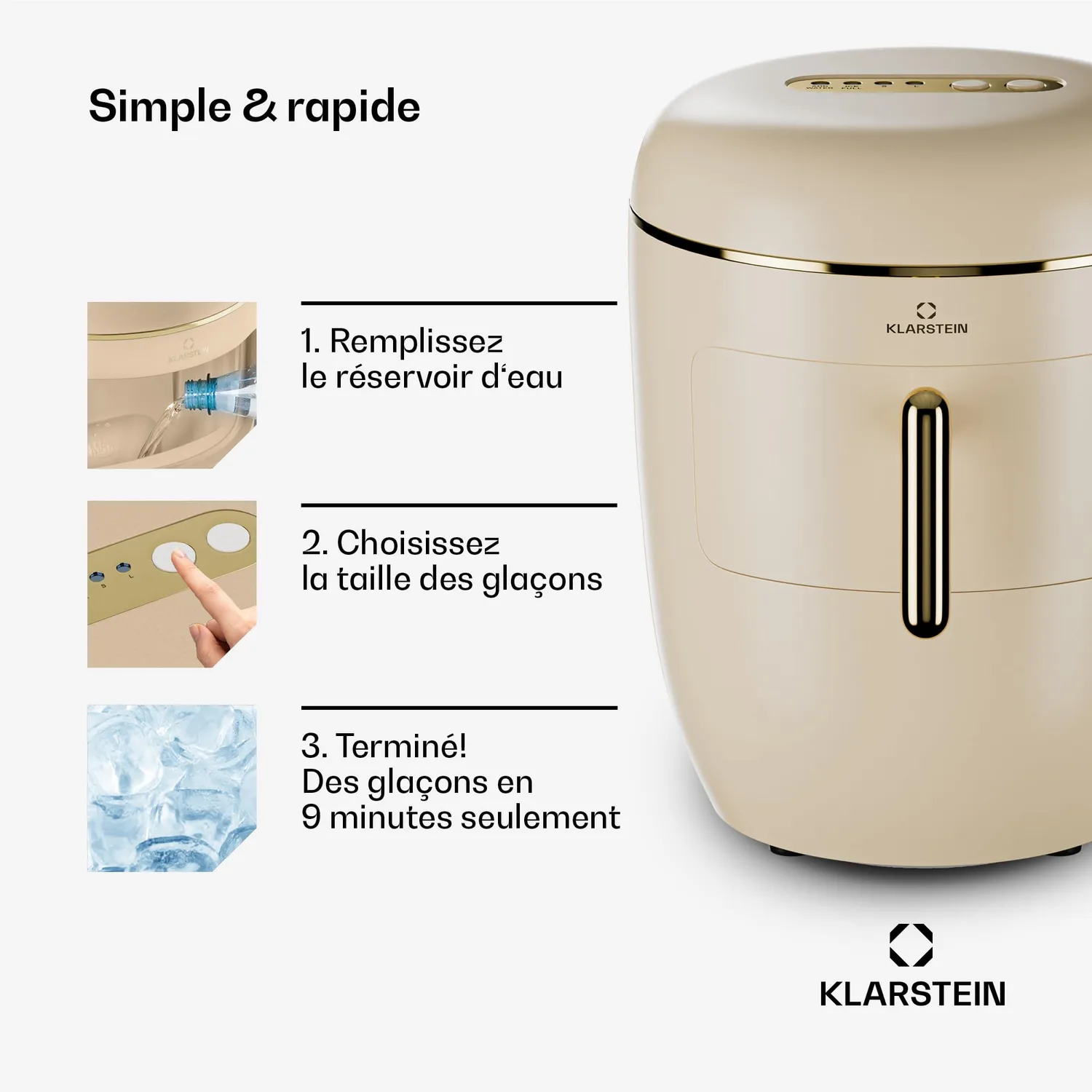 Klarstein machine à glaçons 2,3 L 15 kg autonettoyante