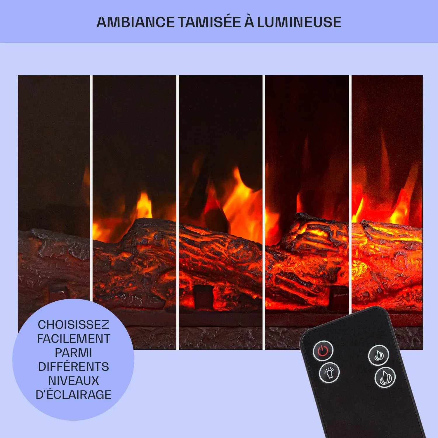 Klarstein cheminée électrique décorative noire 1800W LED