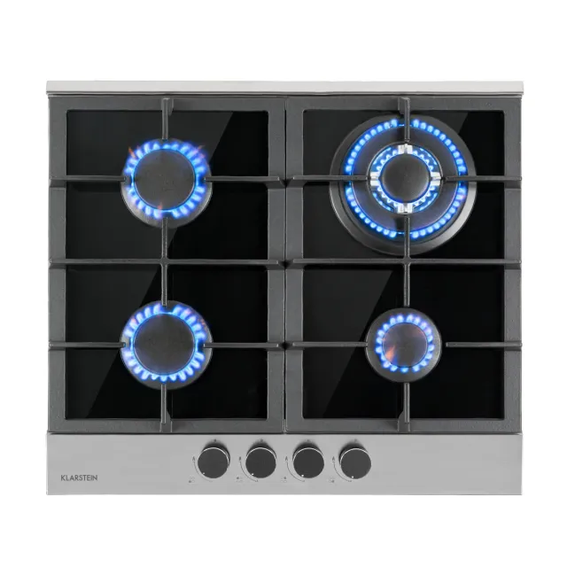 Klarstein Plaque Gaz 4 Feux Inox 8,0 kW Encastrable