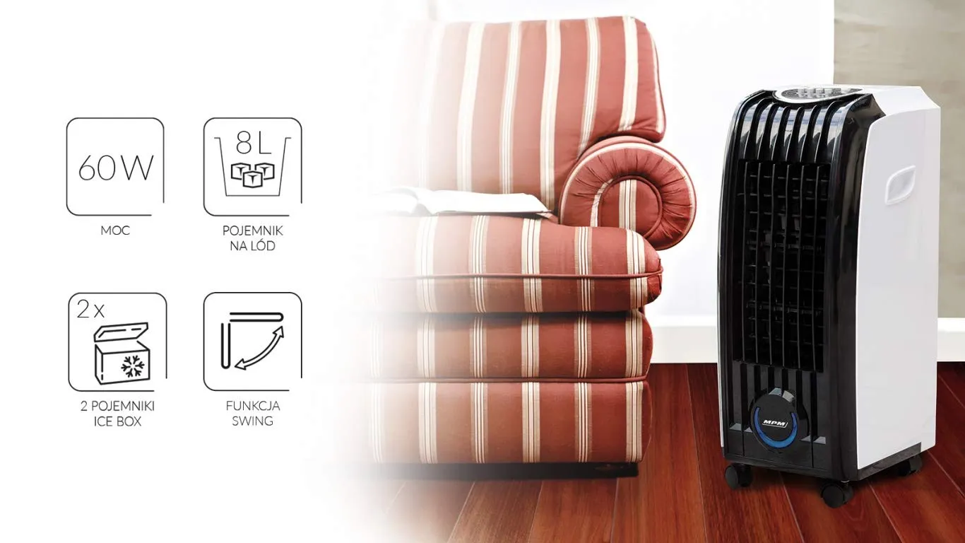 MPM MKL-01 rafraîchisseur d’air évaporatif 8 L bacs à glace