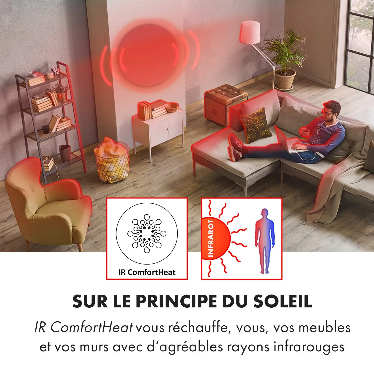 Klarstein Marvel Mirror radiateur miroir 300 W argent 85cm