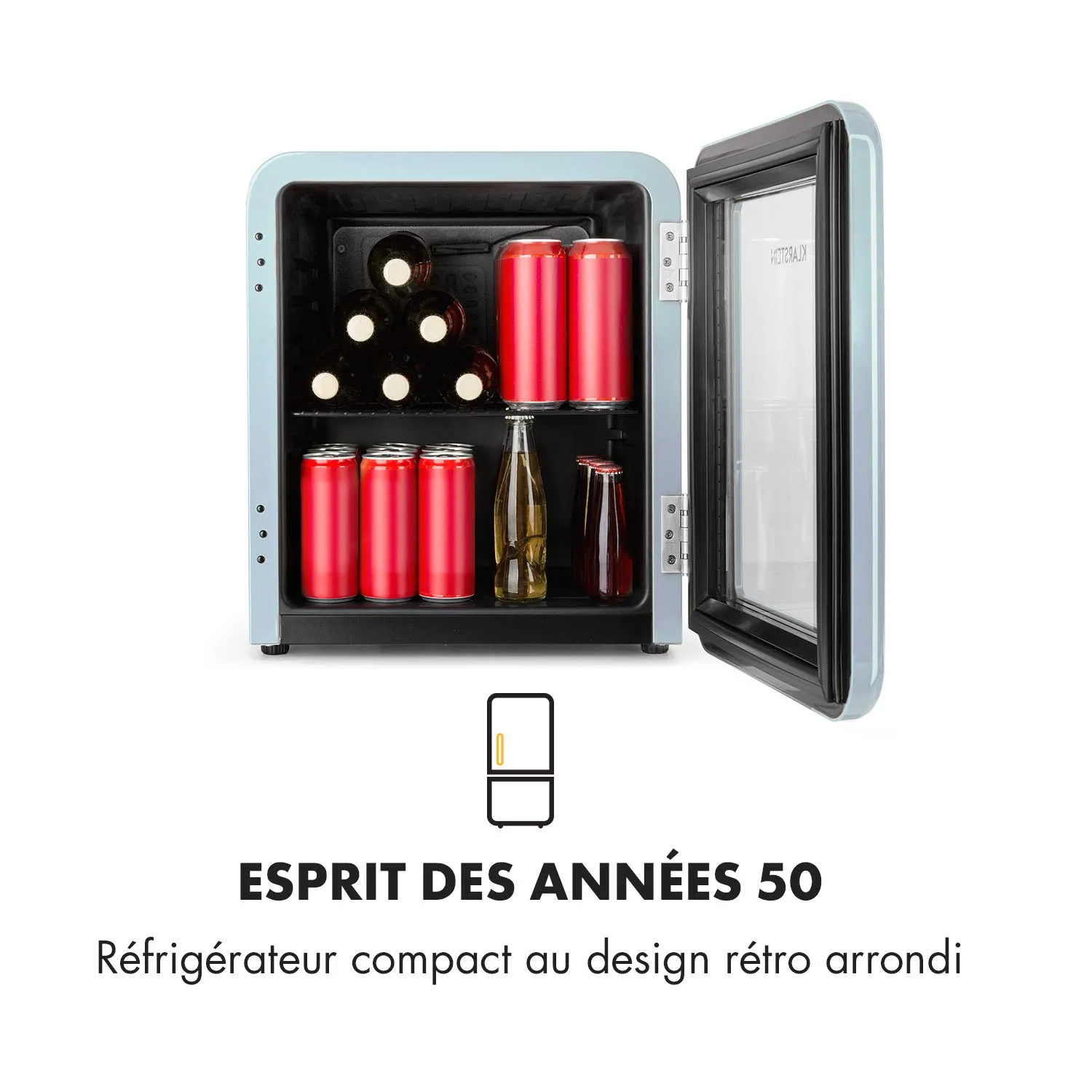 Klarstein PopLife frigo boissons 48 L bleu rétro 0-10°C