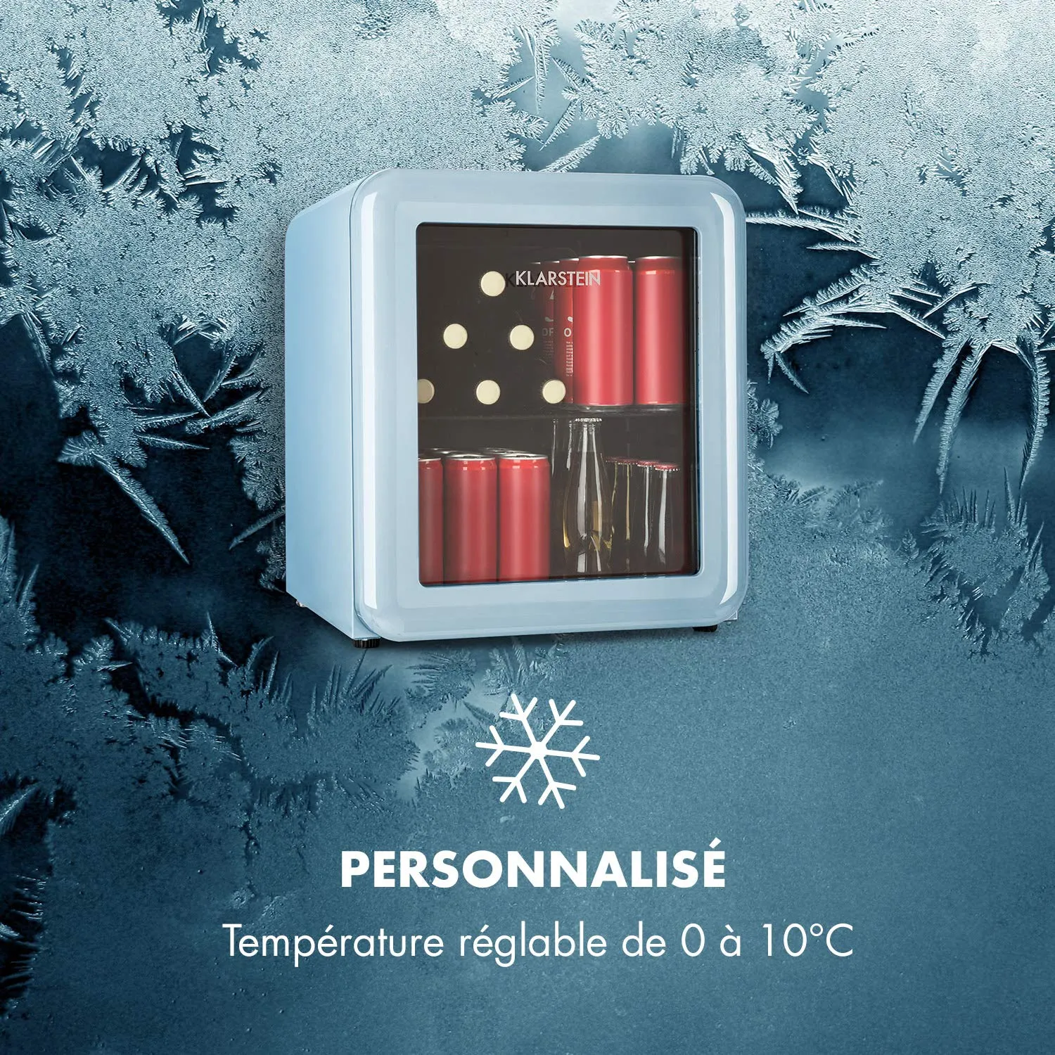 Klarstein PopLife frigo boissons 48 L bleu rétro 0-10°C