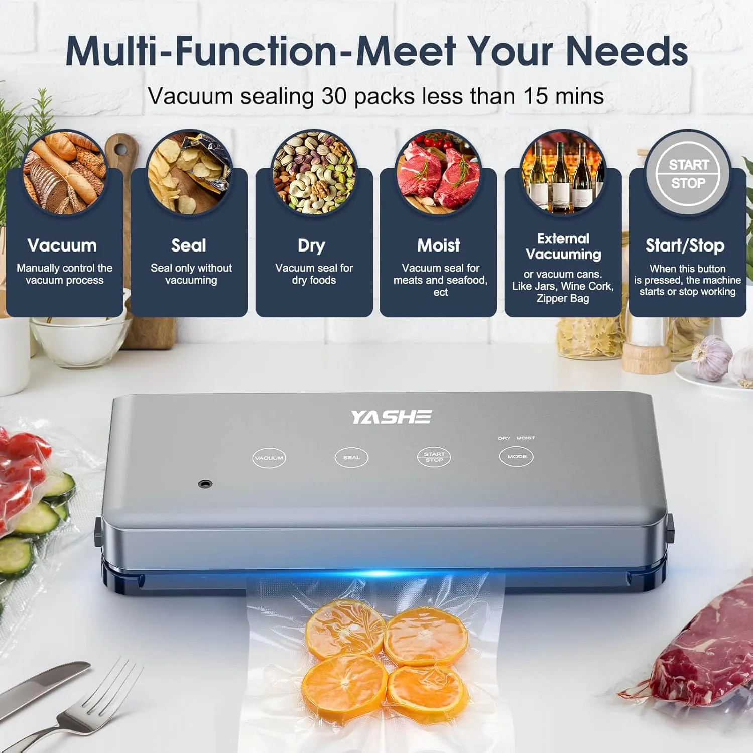 YASHE Machine Sous Vide 5 en 1 Modes Sec Humide
