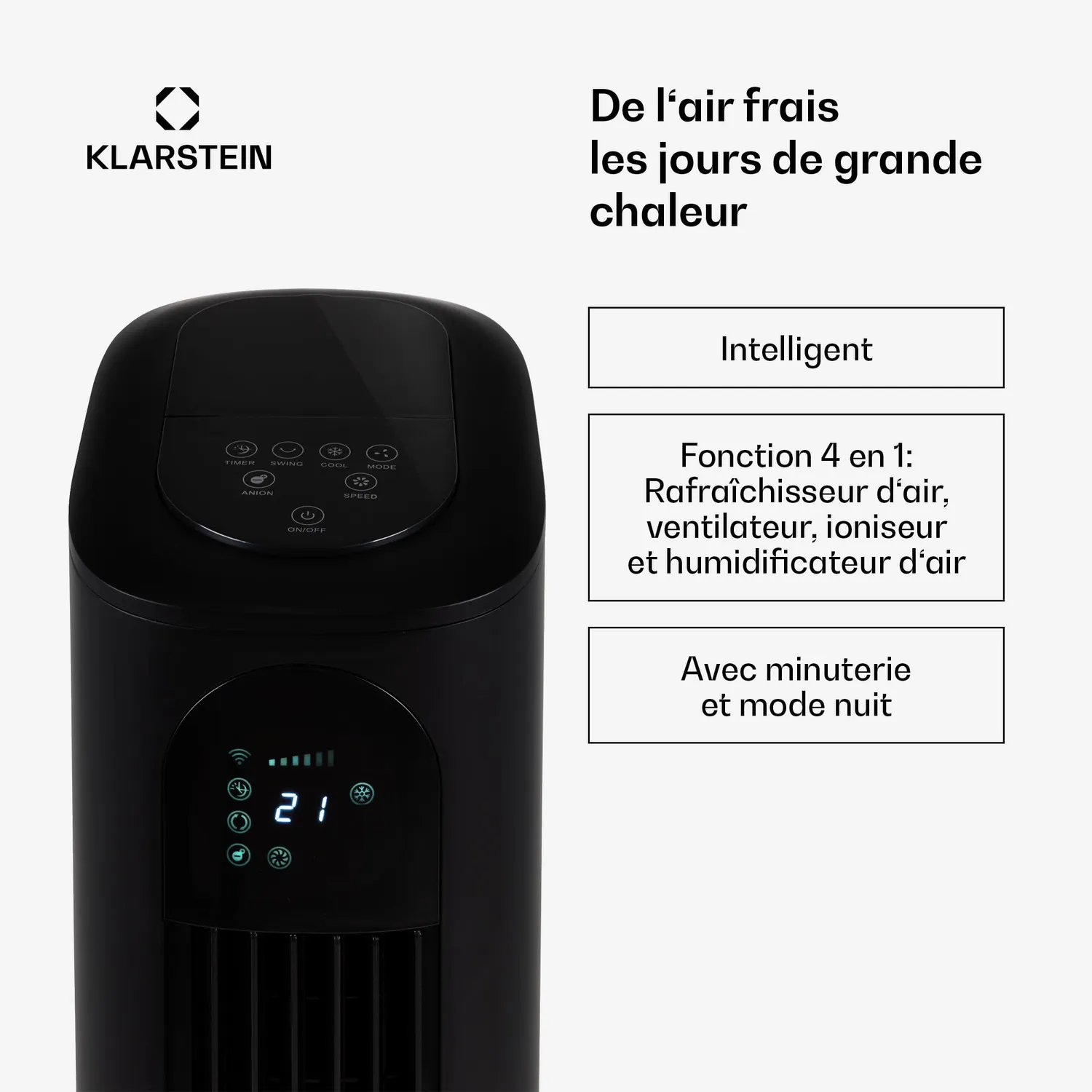 Klarstein rafraîchisseur d'air mobile 5-en-1 85W 7L