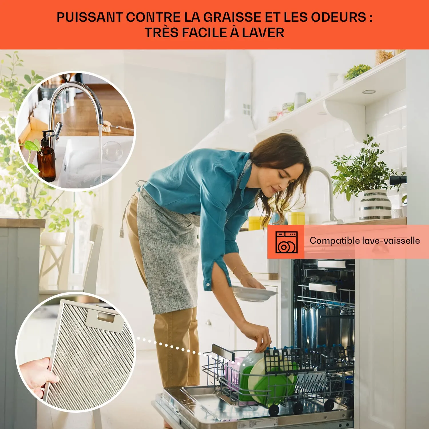 Klarstein Athena Hotte Inclinée 90 cm Argent Débit 292 m³/h