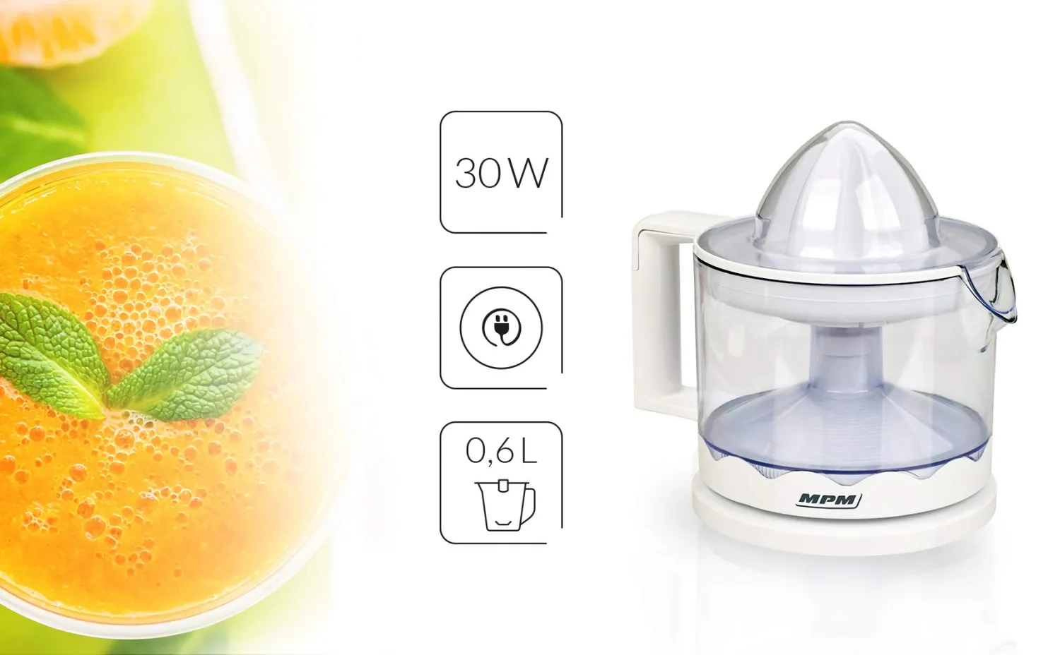 MPM MWC-02 presse-agrumes électrique 600ml blanc