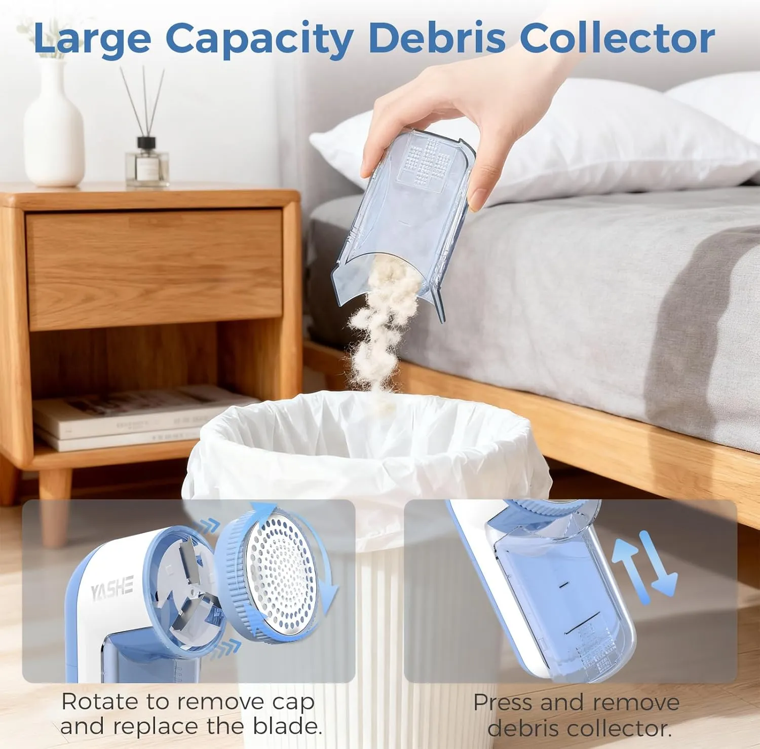 YASHE Rasoir Anti-Peluches Électrique Portable 2 Lames à Piles