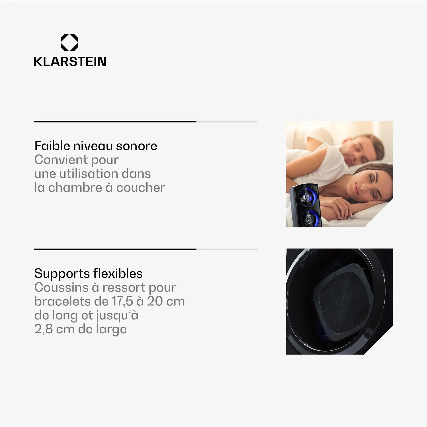 Klarstein St.Gallen remontoir montre 2 montres noir silencieux